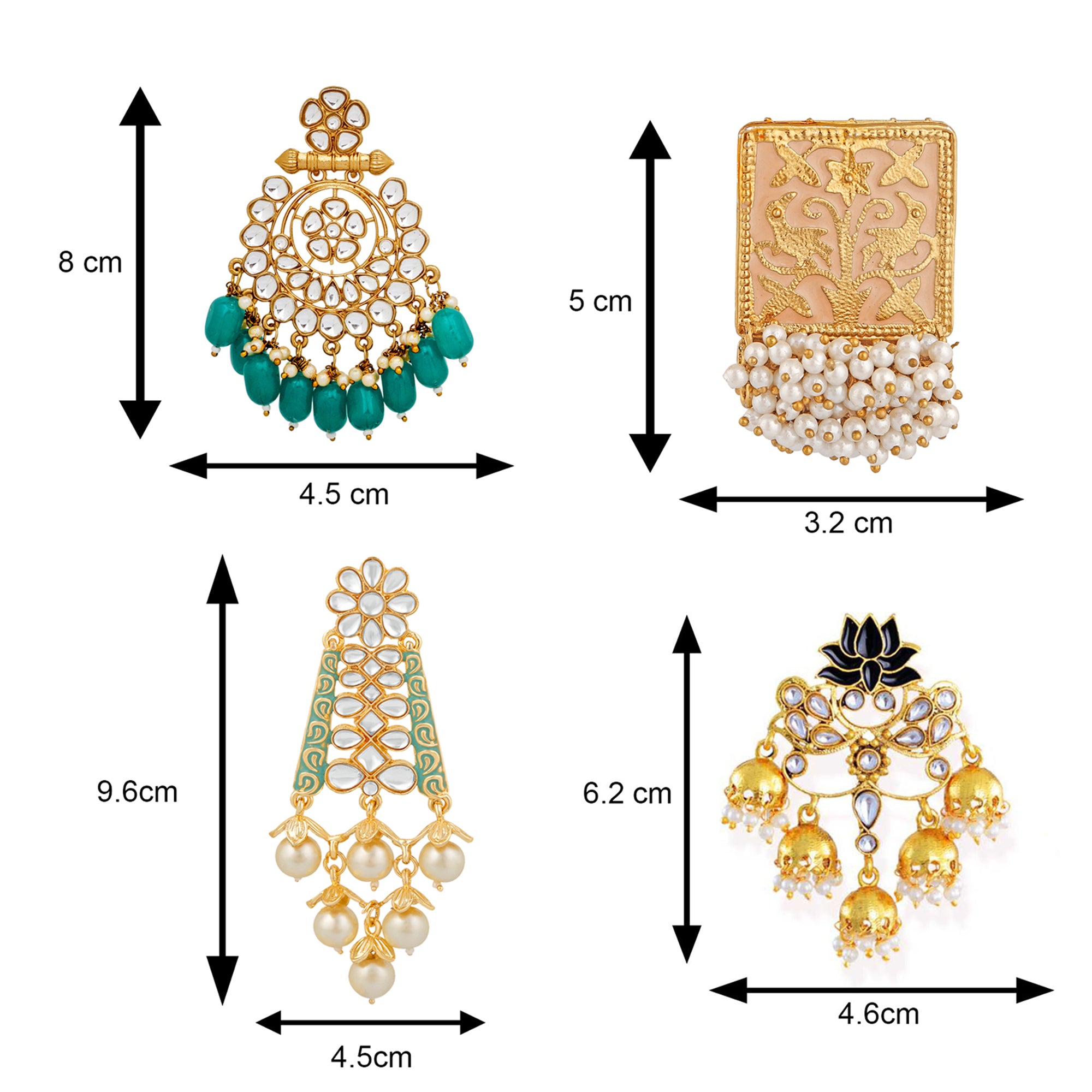 Combo of 4 Pairs of Traditional Dangler Earrings