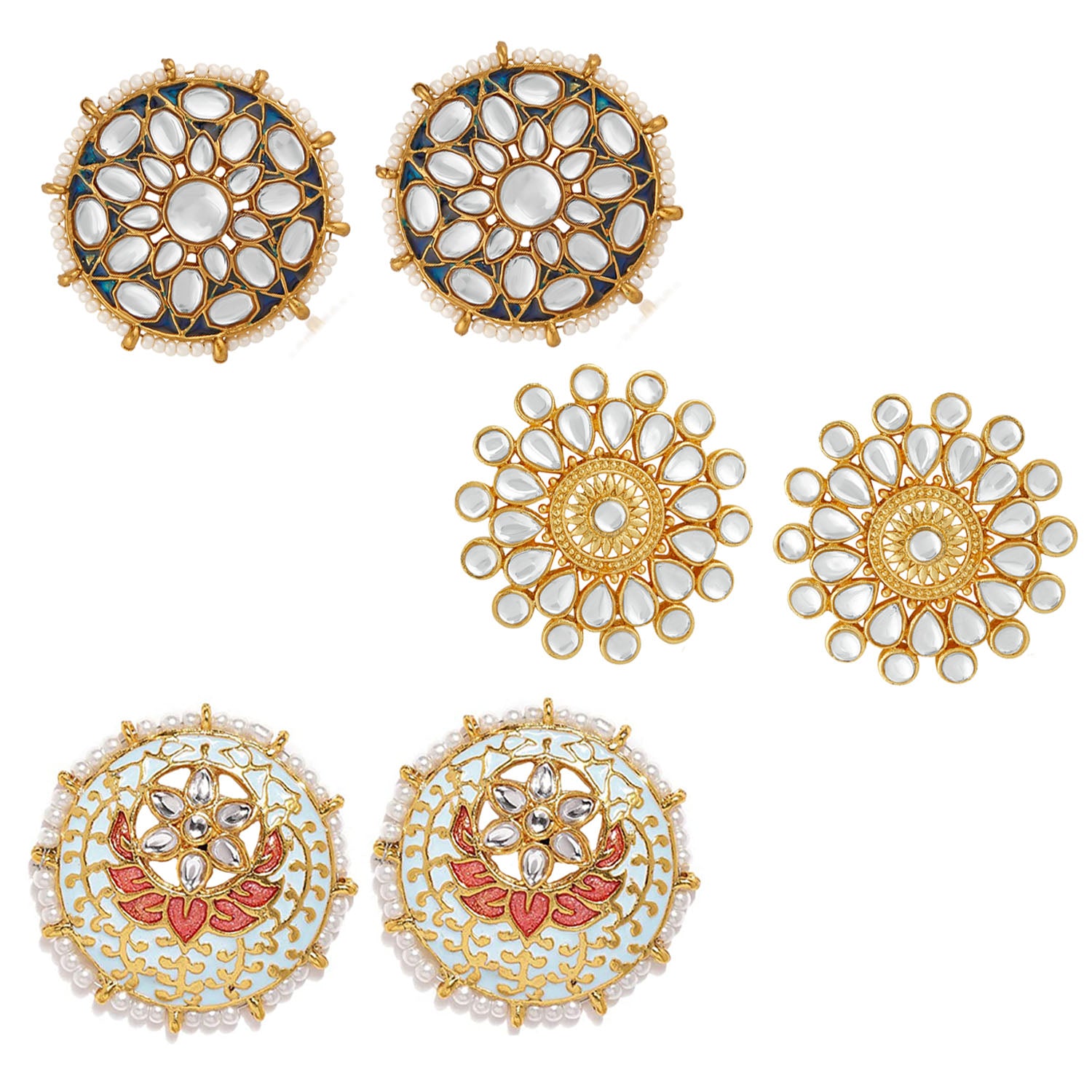 Combo of 2 Pairs of Traditional Round Shaped Dangler Earrings