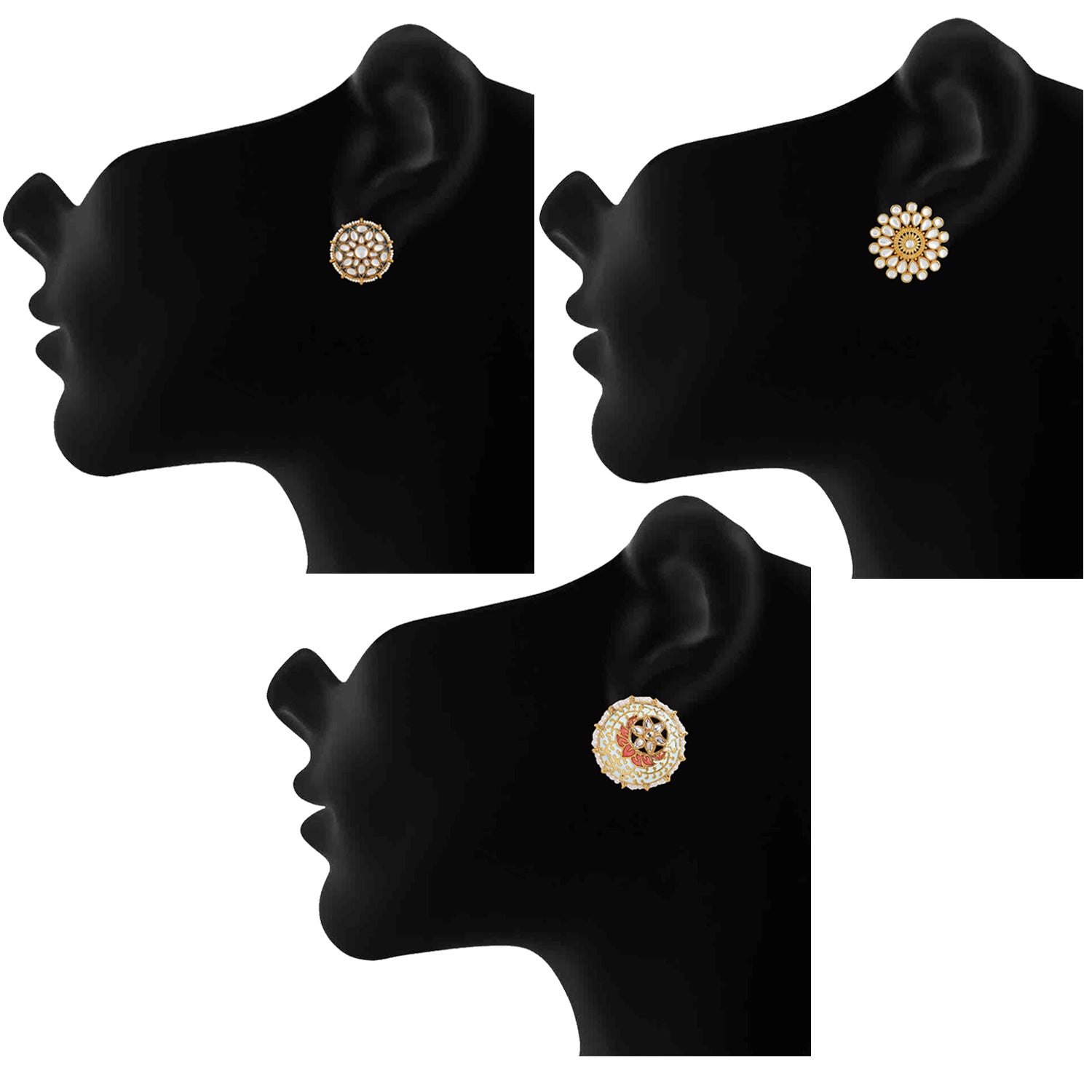 Combo of 2 Pairs of Traditional Round Shaped Dangler Earrings