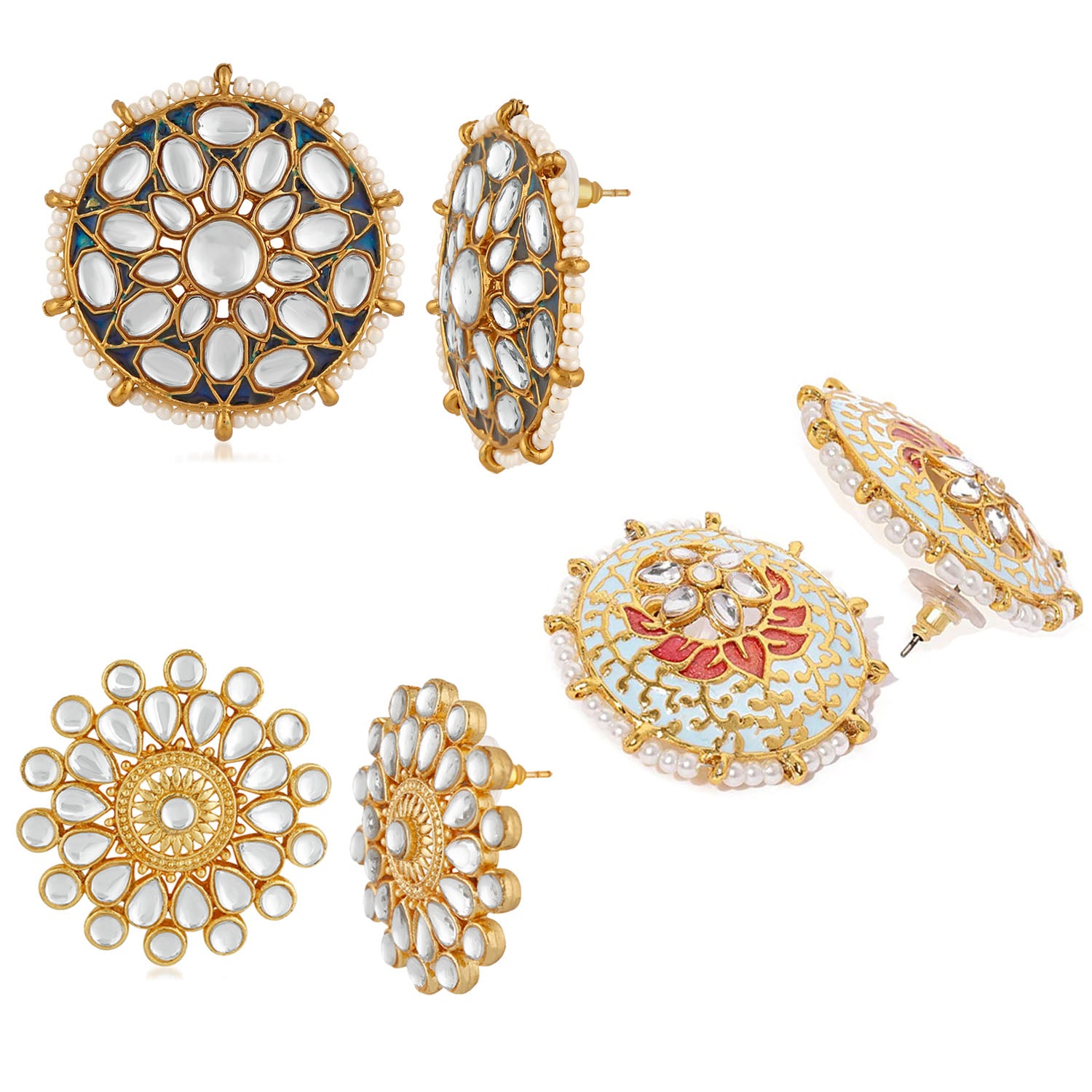 Combo of 2 Pairs of Traditional Round Shaped Dangler Earrings