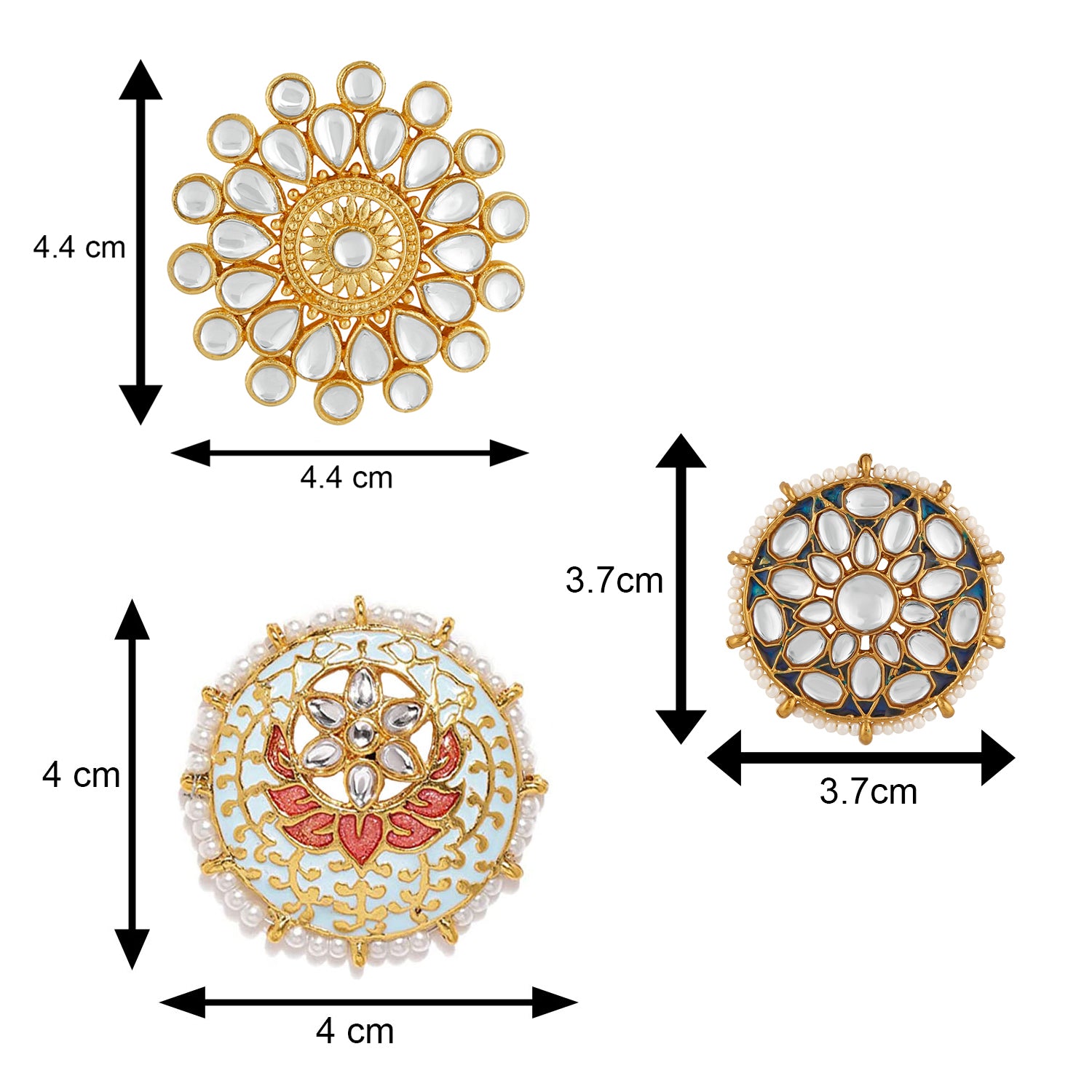 Combo of 2 Pairs of Traditional Round Shaped Dangler Earrings