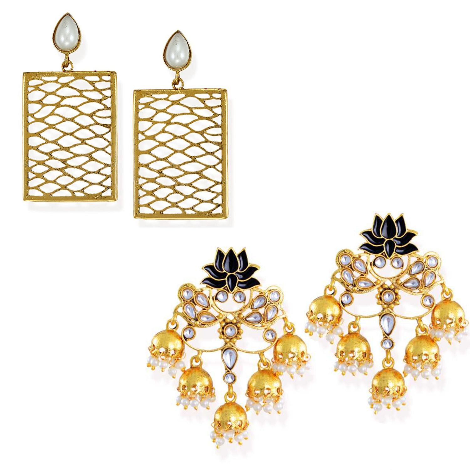 Combo of 2 Pairs of Traditional Dangler Earrings
