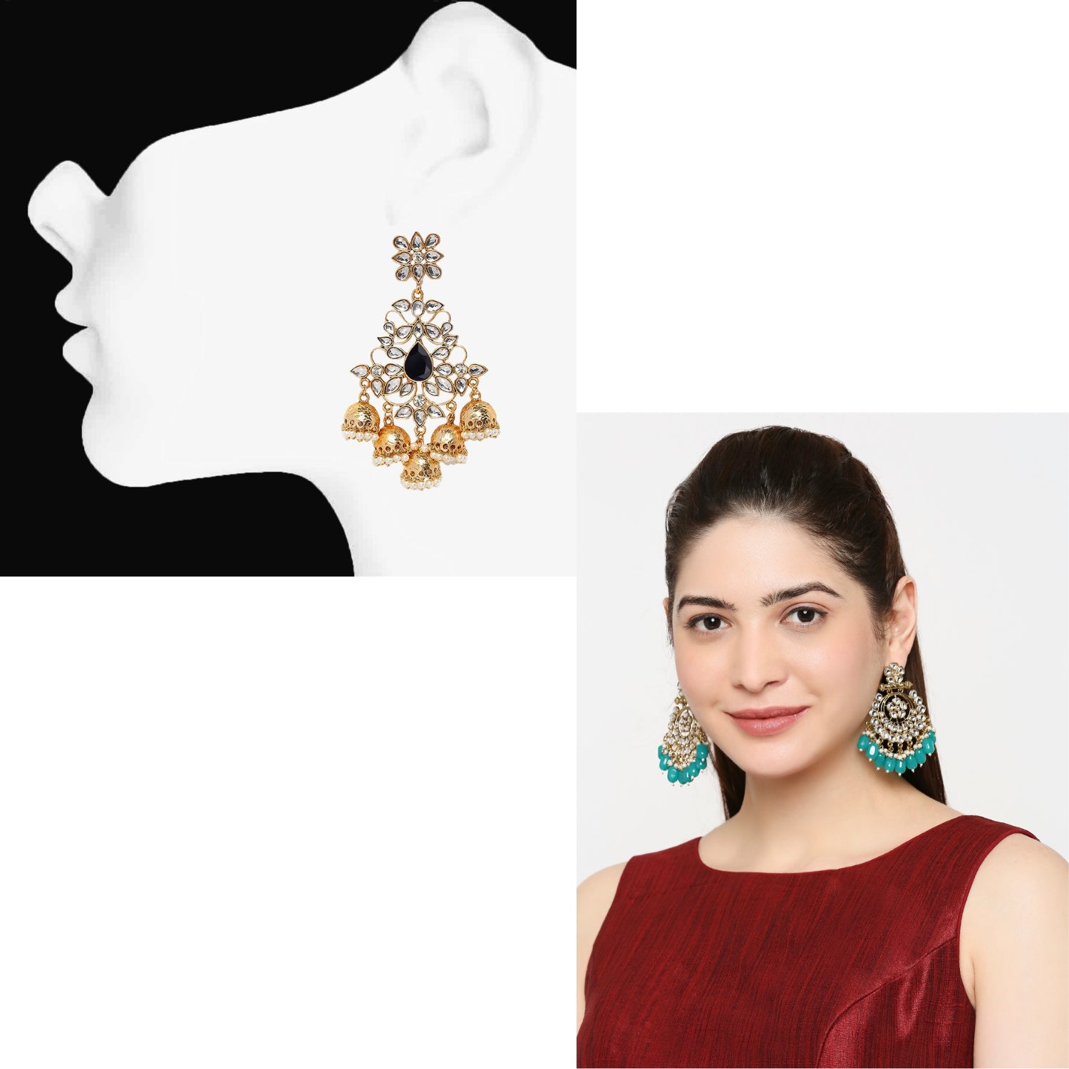 Combo of 2 Pairs of Traditional Round Shaped Dangler Earrings