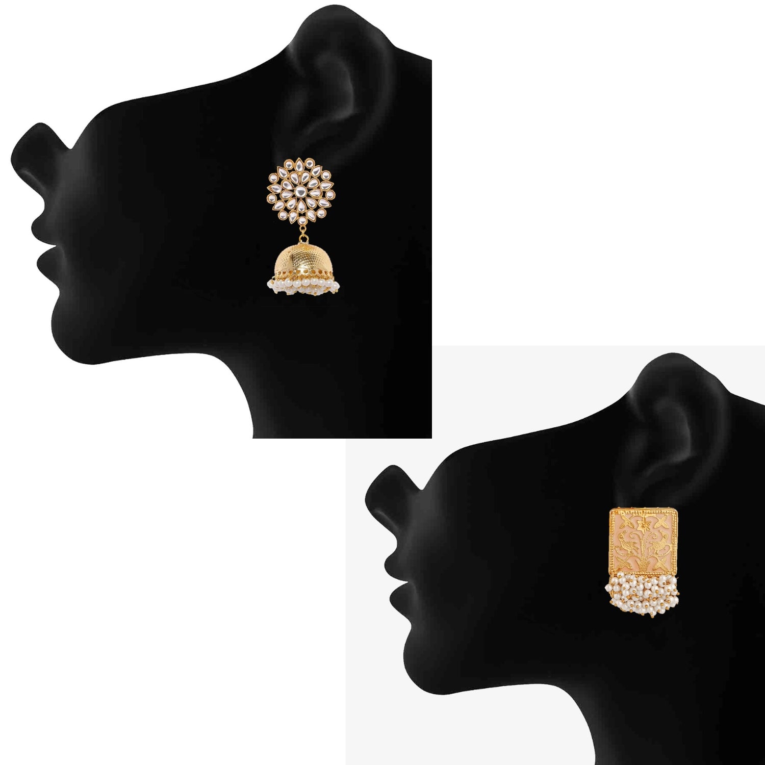 Combo of 2 Pairs of Traditional Round Shaped Dangler Earrings