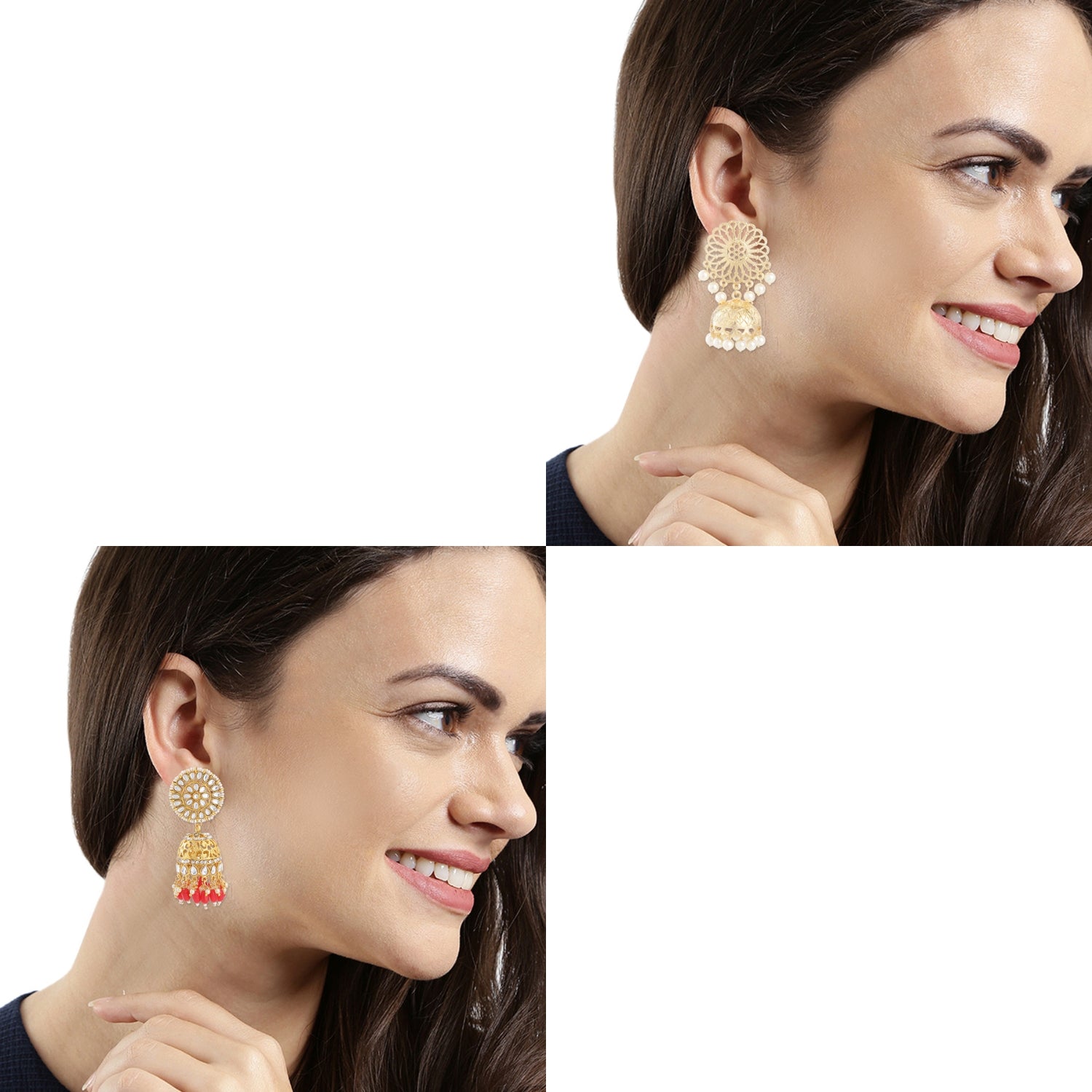 Combo of 2 Pairs of Traditional Round Shaped Dangler Earrings