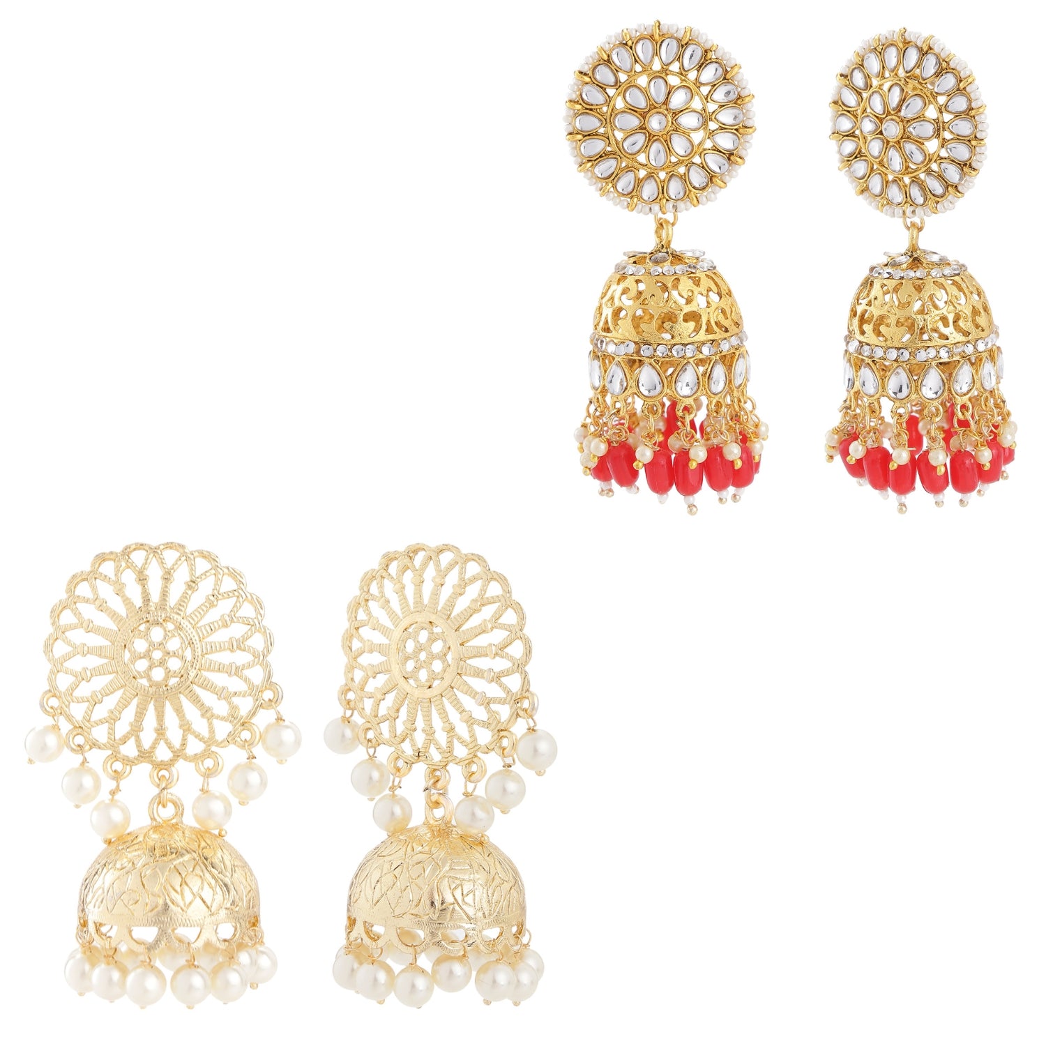 Combo of 2 Pairs of Traditional Round Shaped Dangler Earrings
