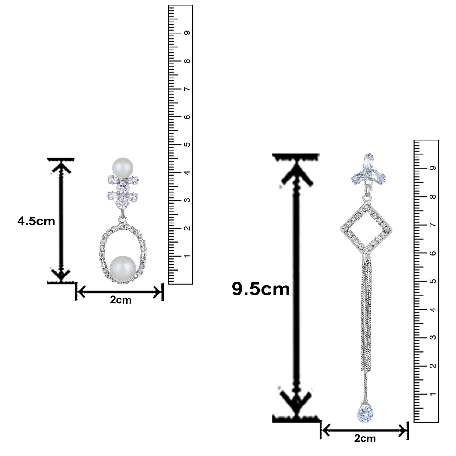 Combo of 2 American Diamond  Dangle & Tassel Earrings