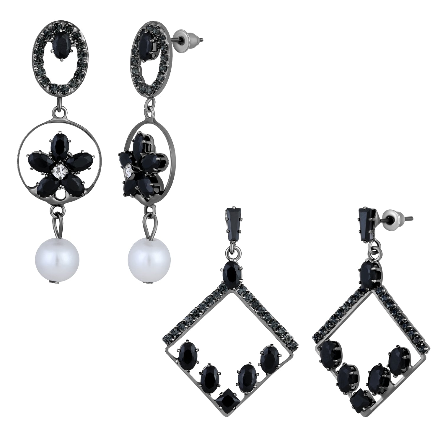 Combo of 2 Floral Dangler Earrings