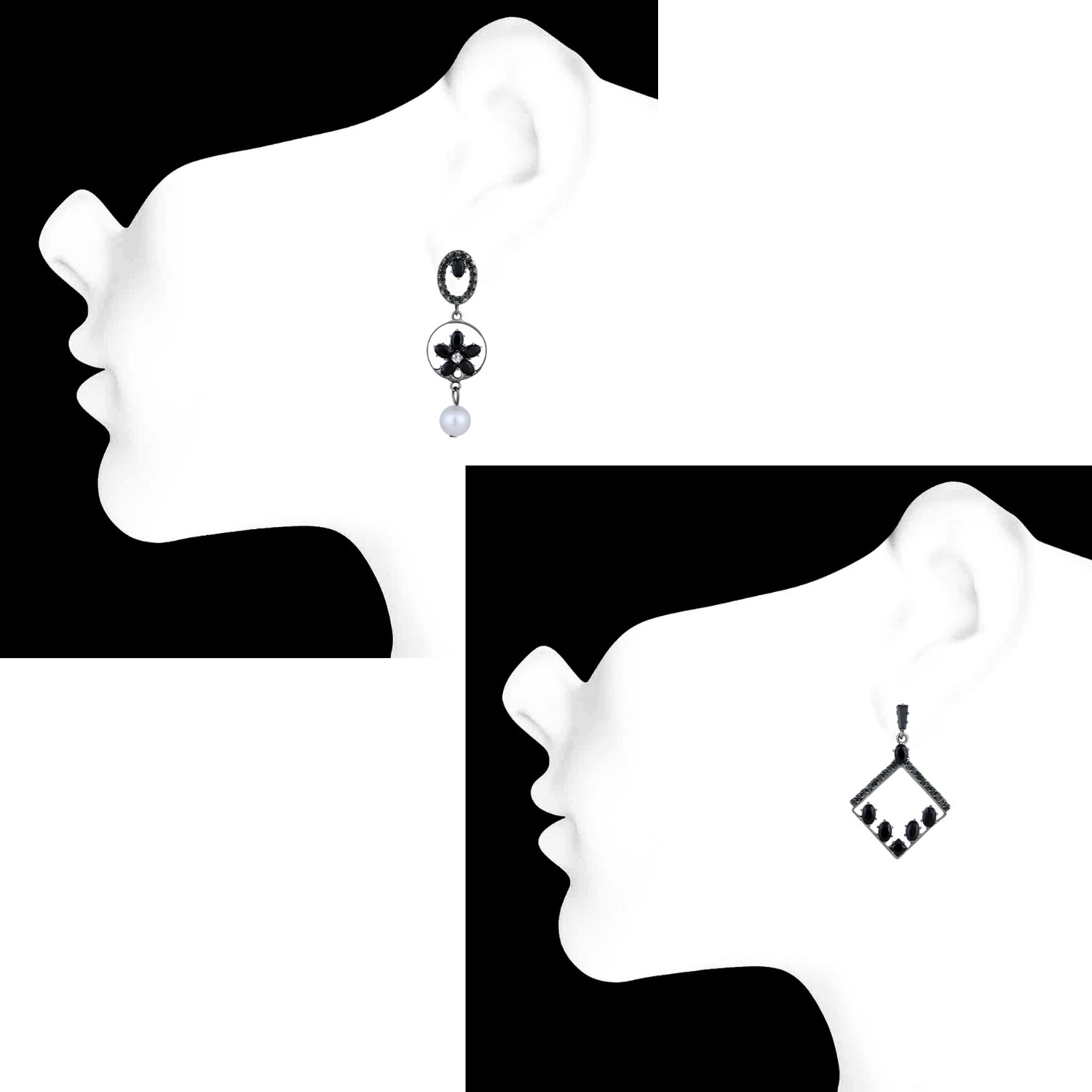 Combo of 2 Floral Dangler Earrings