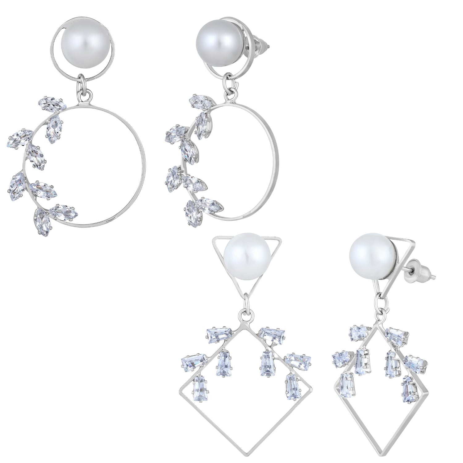 Combo of 2  Geomatrical Shaped Dangler Earrings
