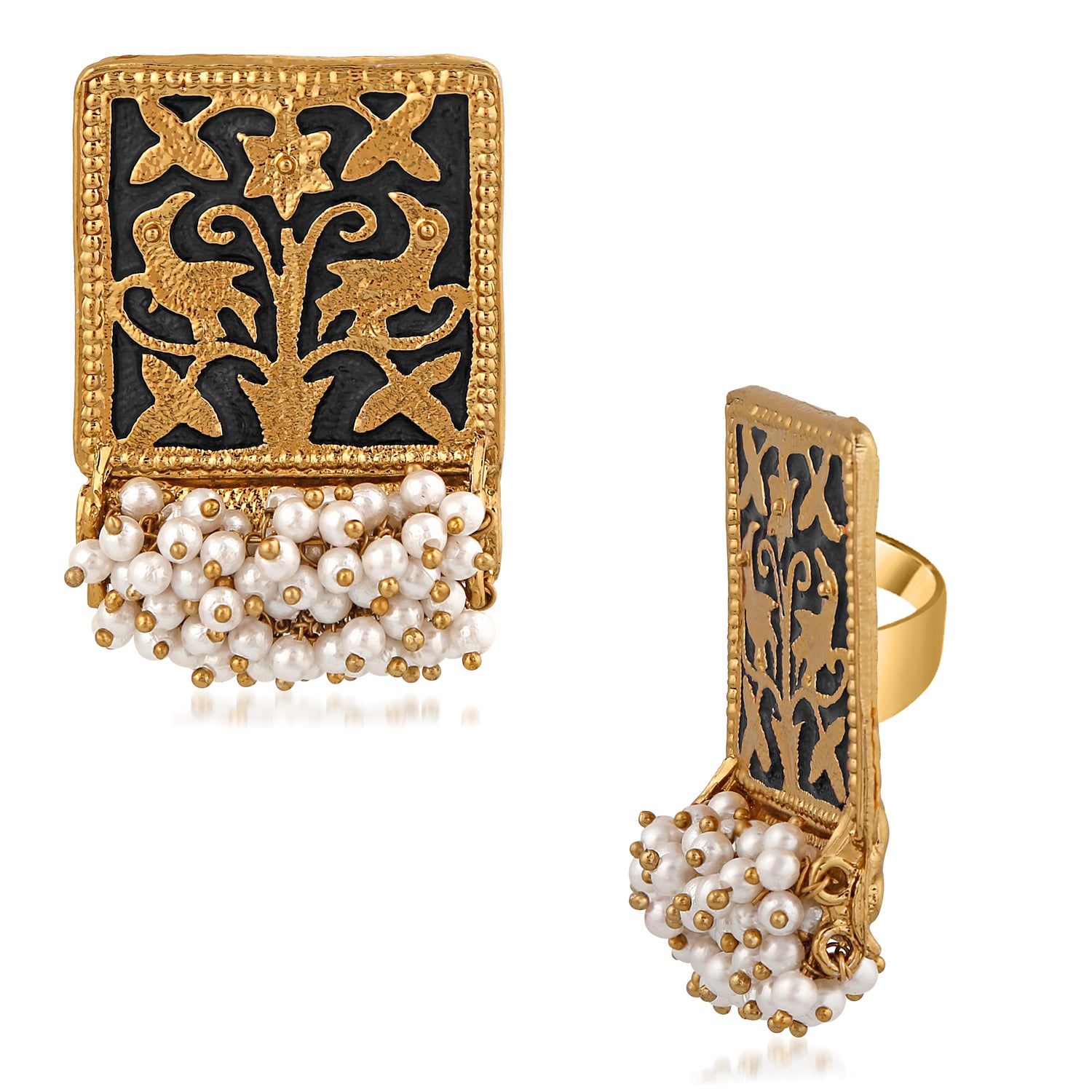Meenakari Work Rectangular Shape Finger Ring