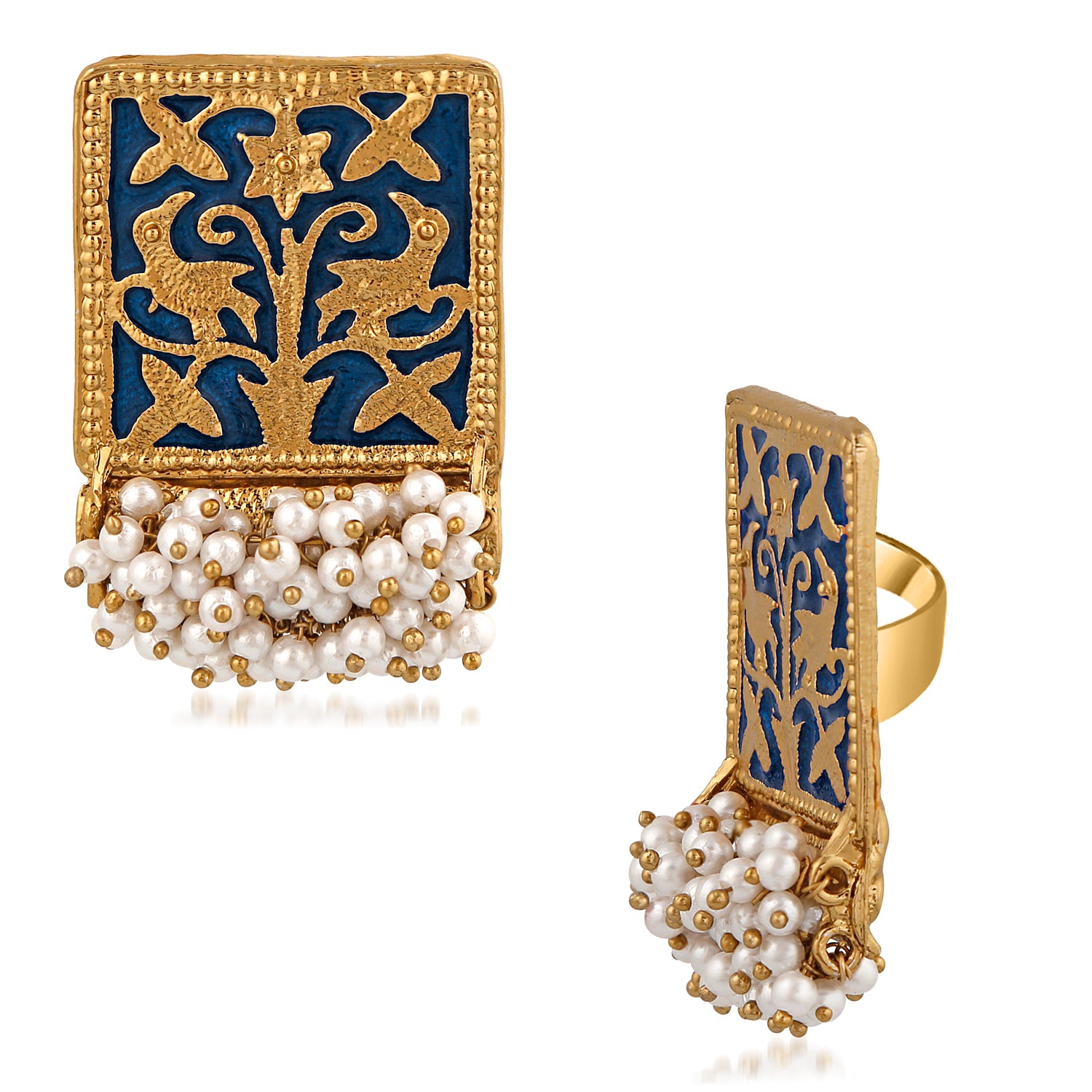 Meenakari Work Rectangular Shape Finger Ring