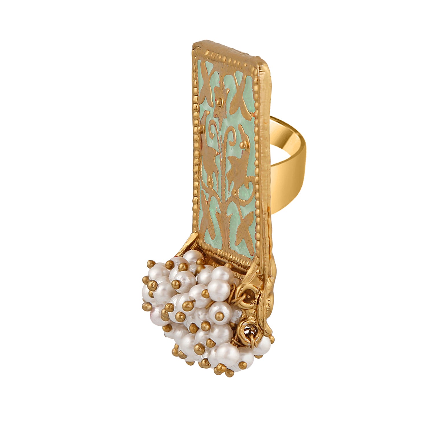 Meenakari Work Rectangular Shape Finger Ring