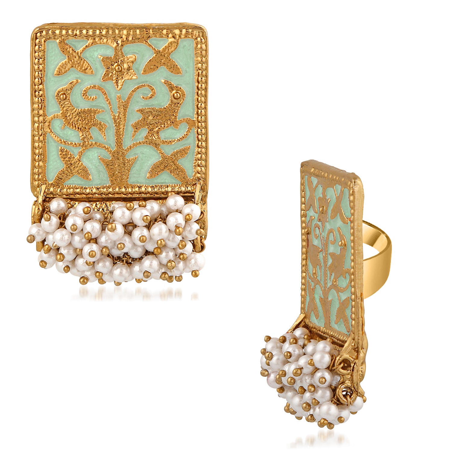 Meenakari Work Rectangular Shape Finger Ring