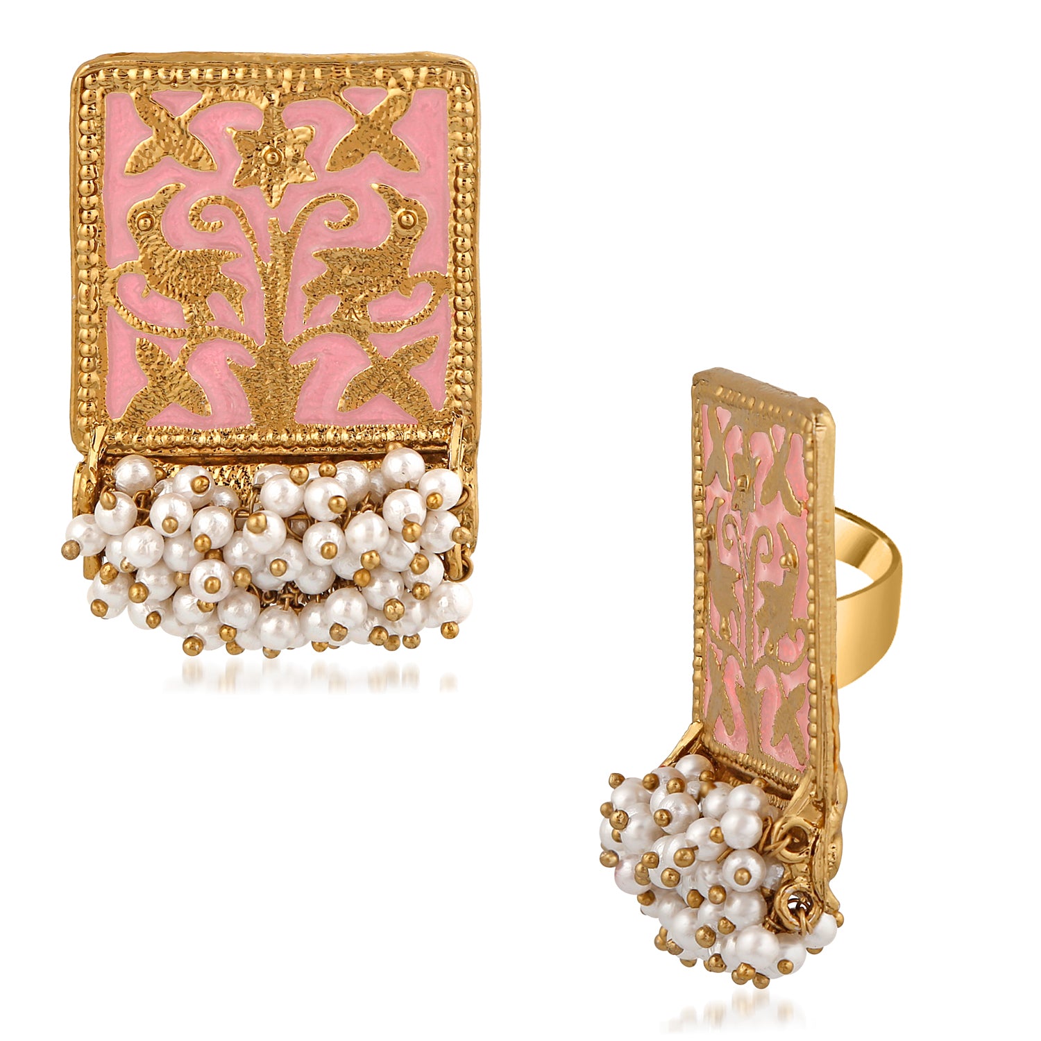 Meenakari Work Rectangular Shape Finger Ring