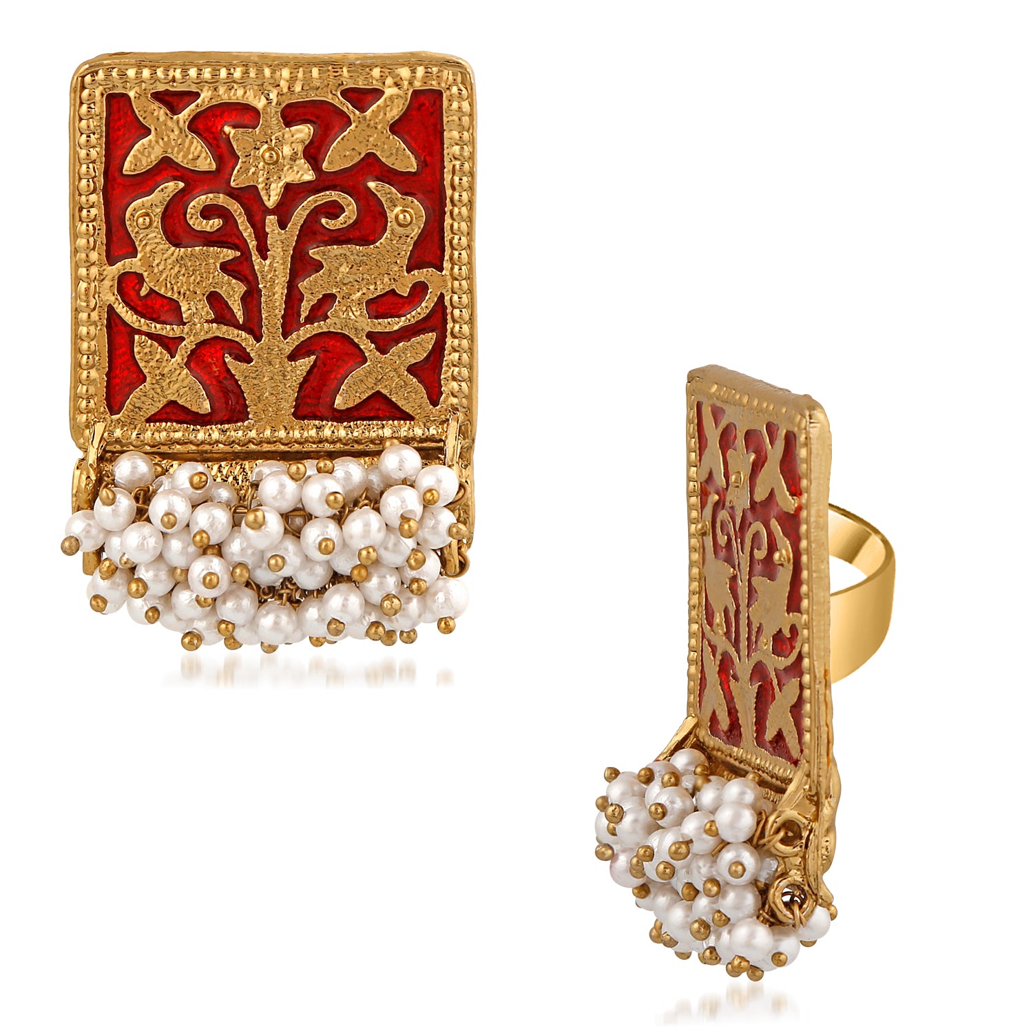 Meenakari Work Rectangular Shape Finger Ring
