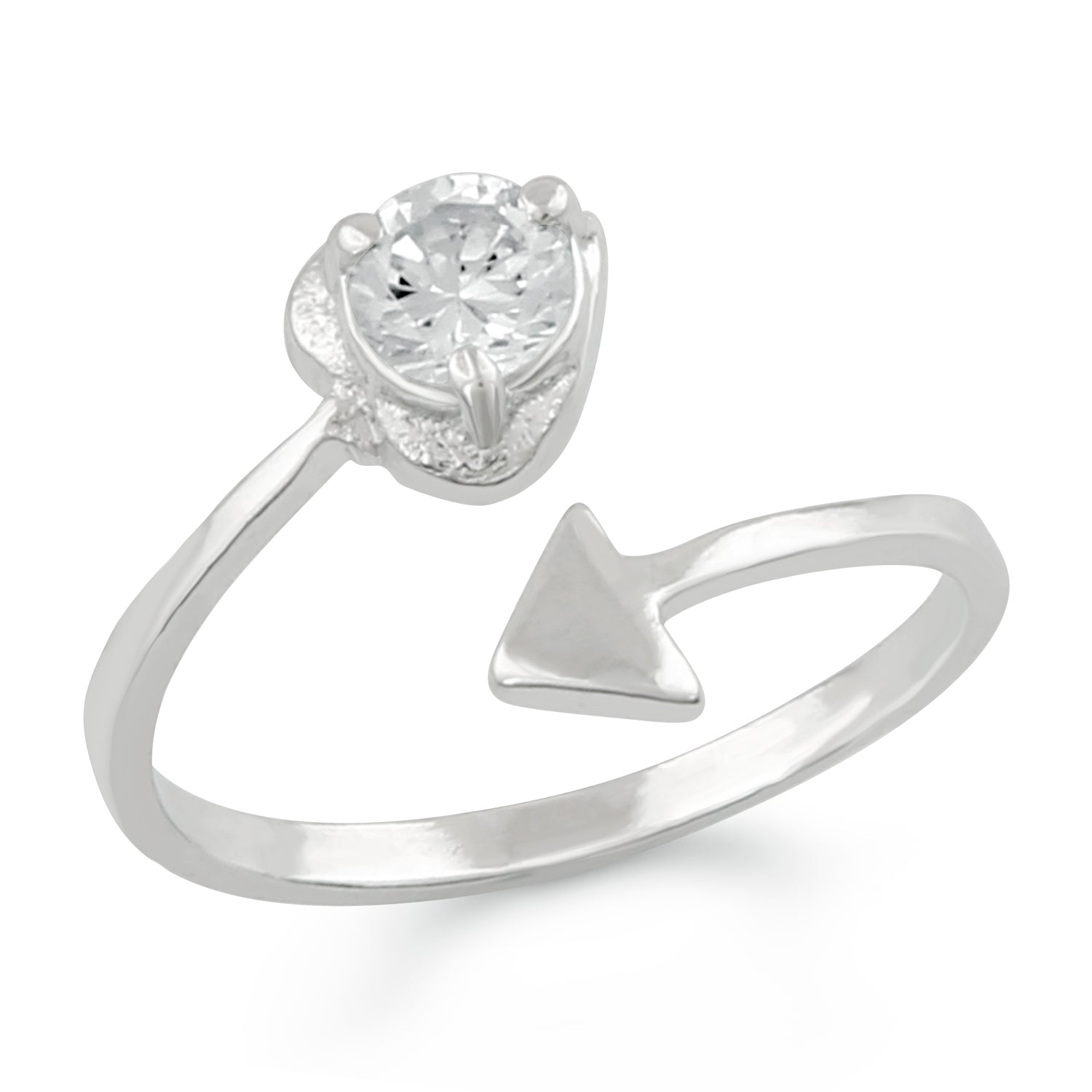 Adjustable Designer Solitaire Crystal Finger Ring