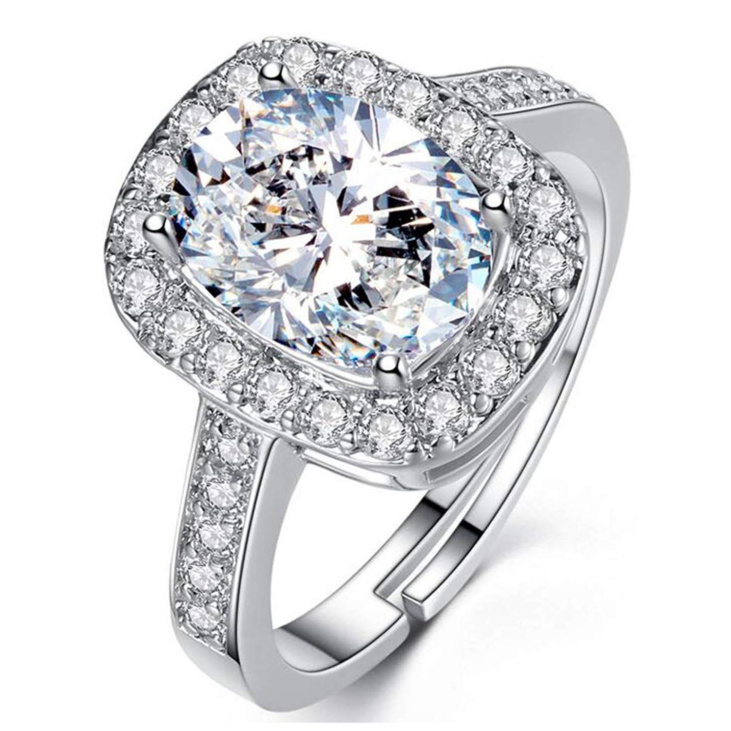 Stylish Big Cubic Zirconia Stone Adjustable Finger Ring