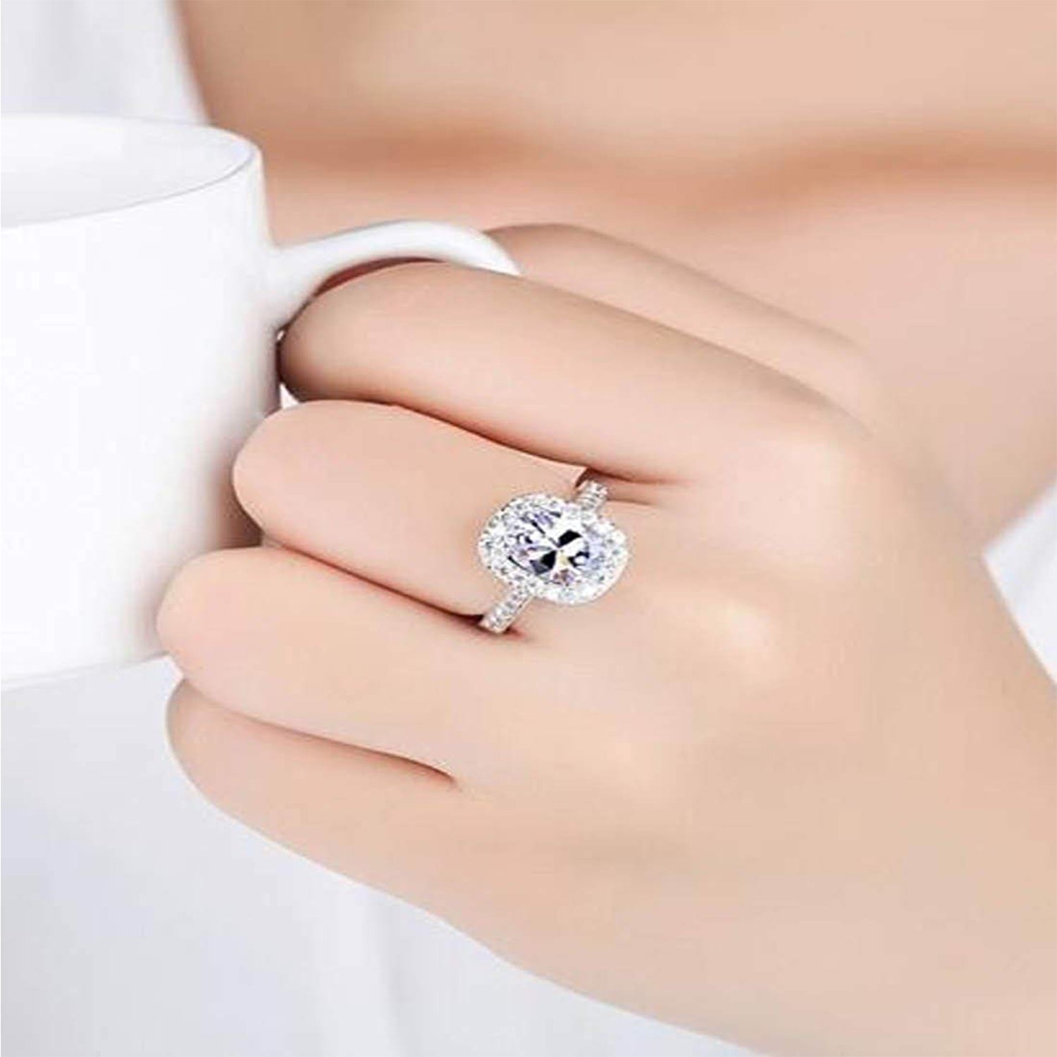 Stylish Big Cubic Zirconia Stone Adjustable Finger Ring