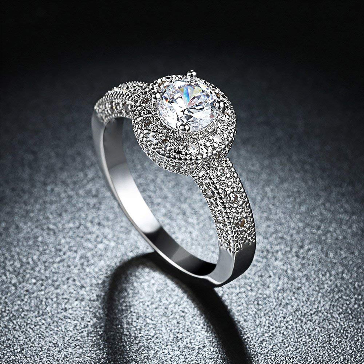 Elegant Cubic Zirconia Solitaire Royal Queen Designer Ring