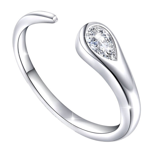 Glorious Solitaire Cubic Zirconia CZ Adjustable Finger Ring
