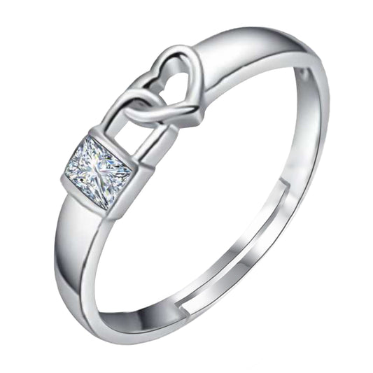 Lock Heart Proposal Adjustable Womens Finger Ring