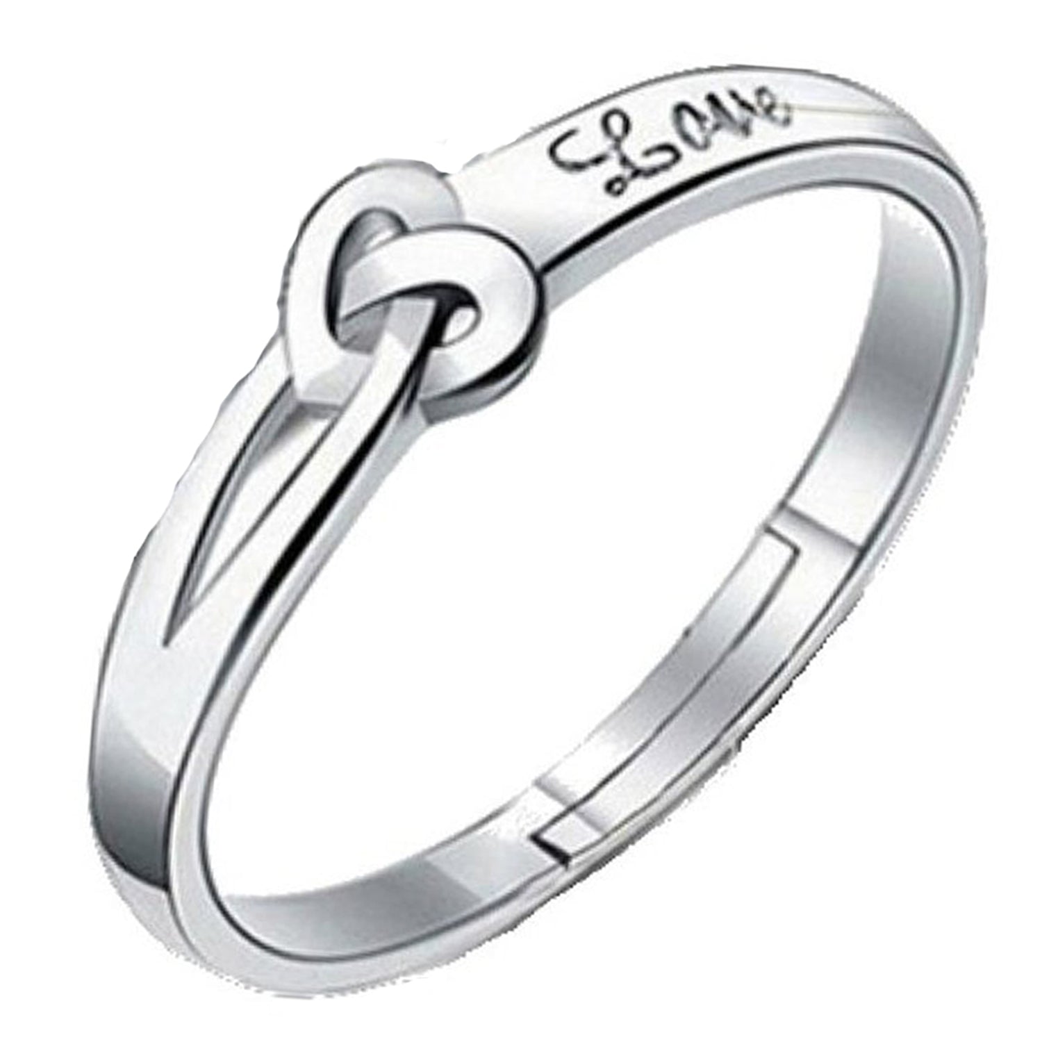 Heart Love Silver Color Adjustable Finger Ring