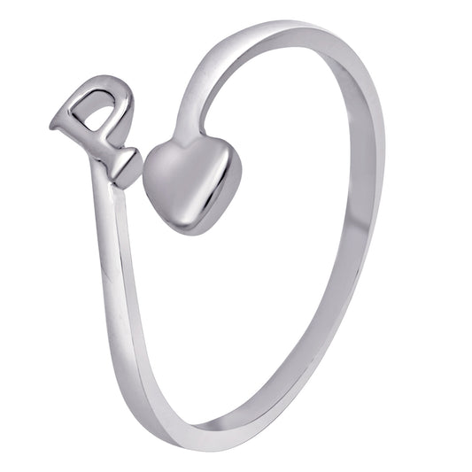 'P' Initial and Heart Adjustable Finger Ring