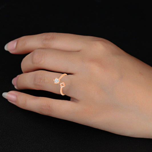 Floral and Round Shape Adjustable Finger Ring