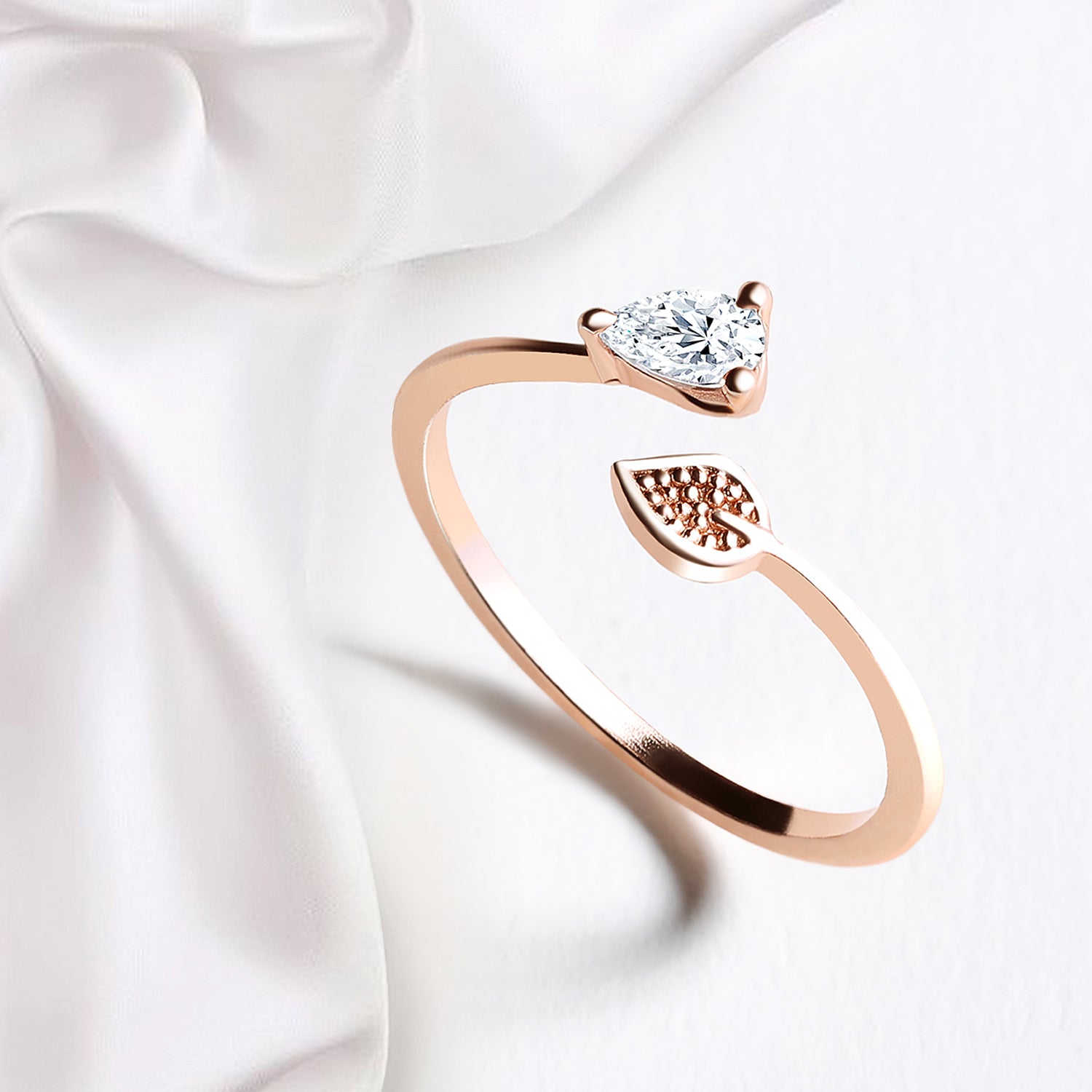 Leaf Shaped Adjustable Finger Ring