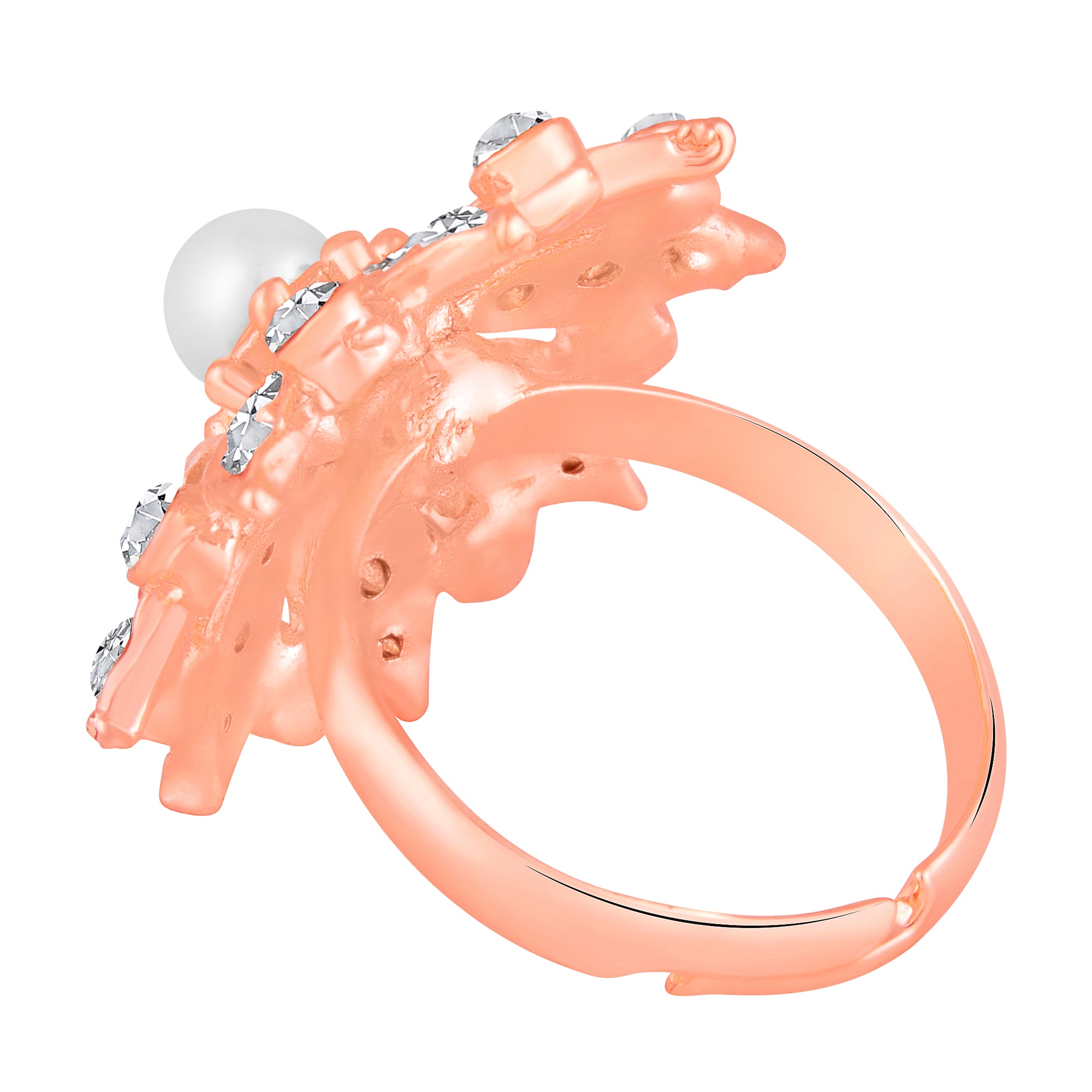 Round Shape Floral Adjustable Finger Ring