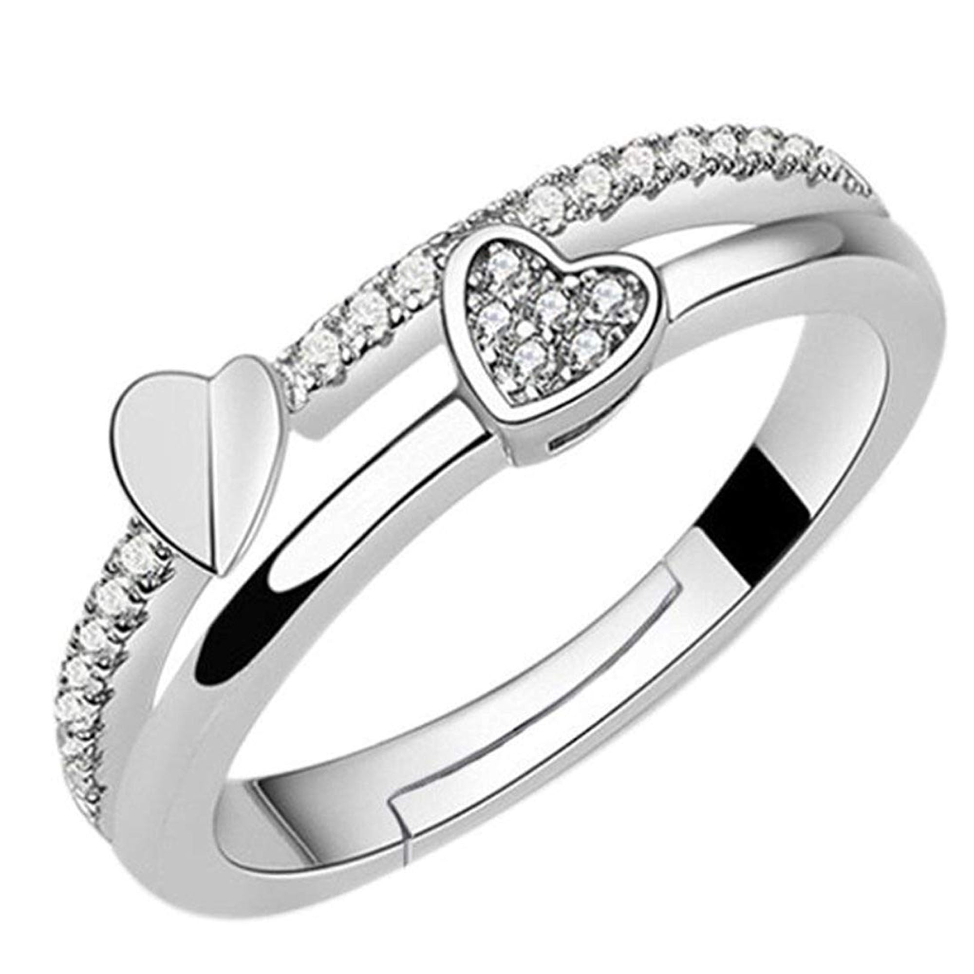 Dual Heart Adjustable Finger Ring
