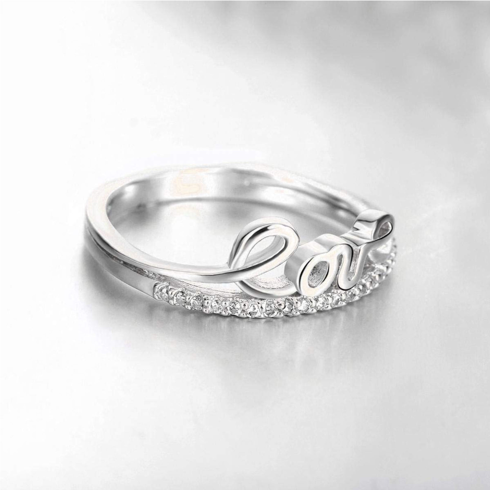 Love Engraved Adjustable Finger Ring