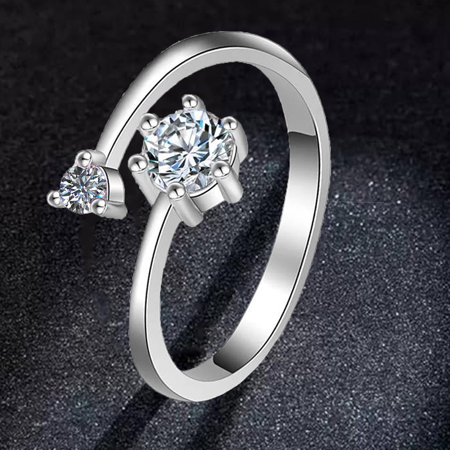 Dual Floral Adjustable Finger Ring