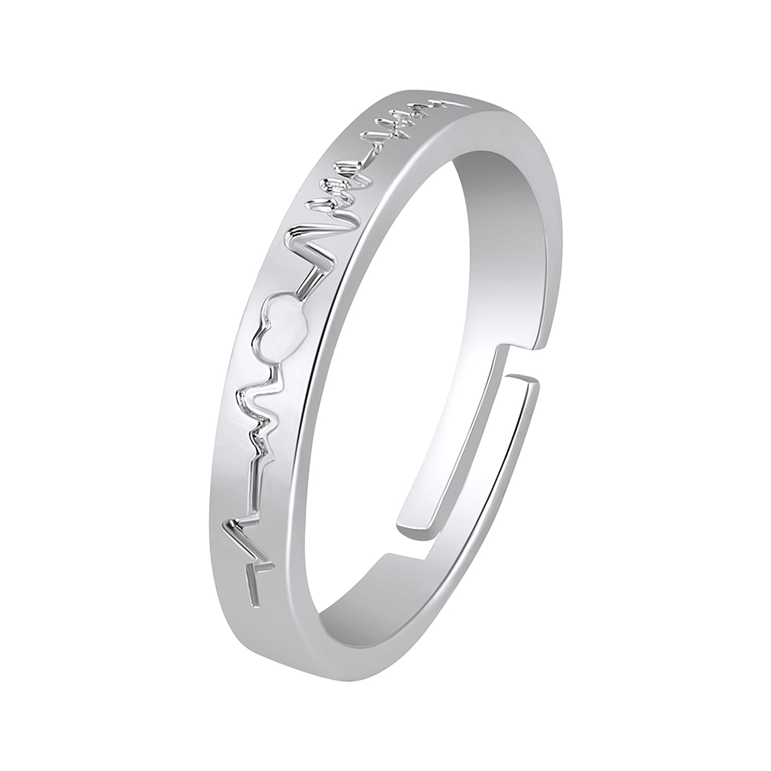 Heart and Heart Beat Adjustable Finger Ring