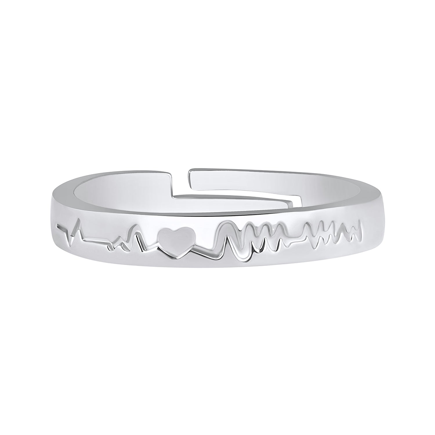 Heart and Heart Beat Adjustable Finger Ring