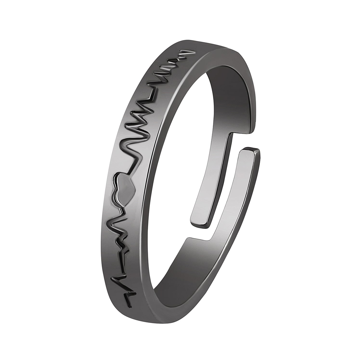 Heart and Heart Beat Adjustable Finger Ring