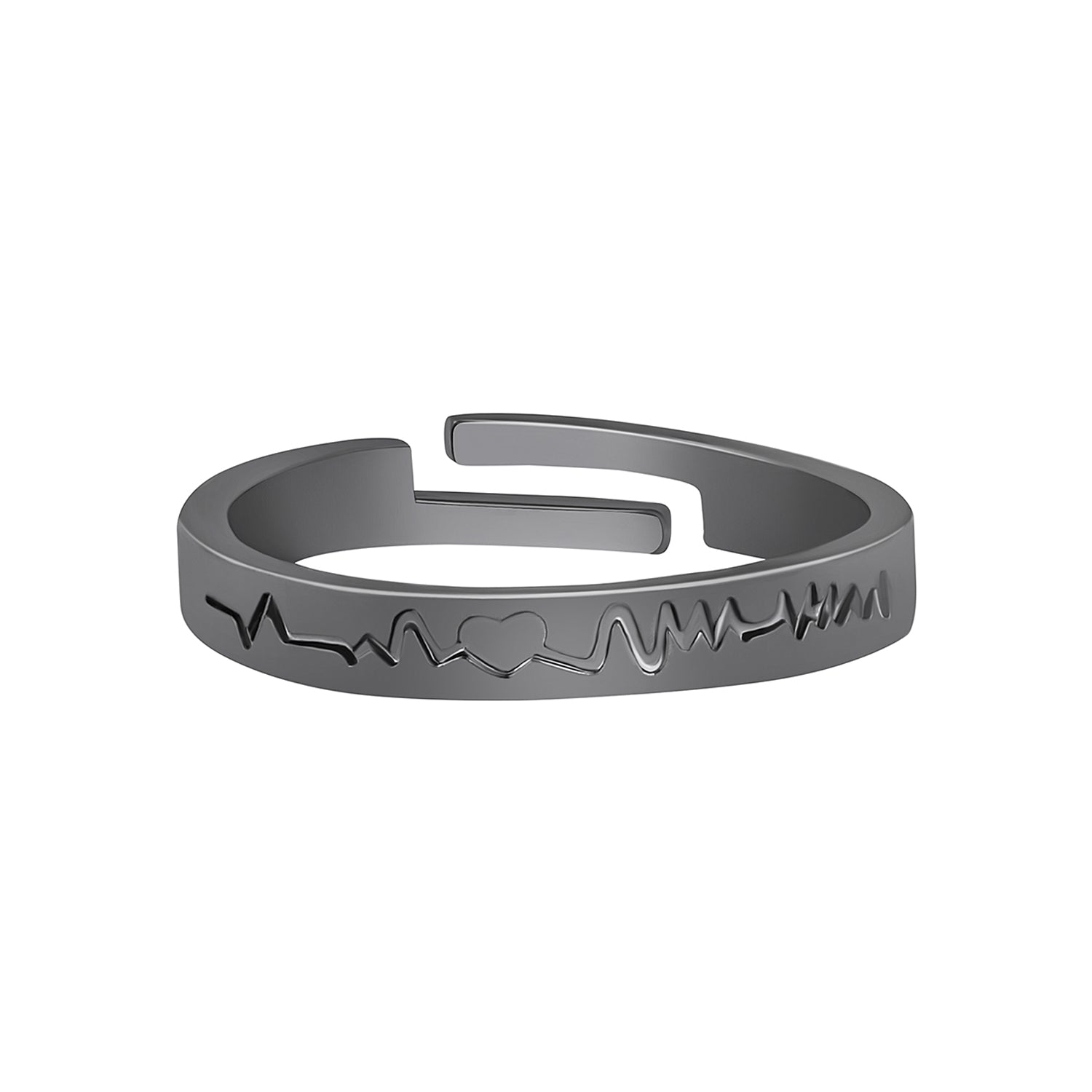Heart and Heart Beat Adjustable Finger Ring