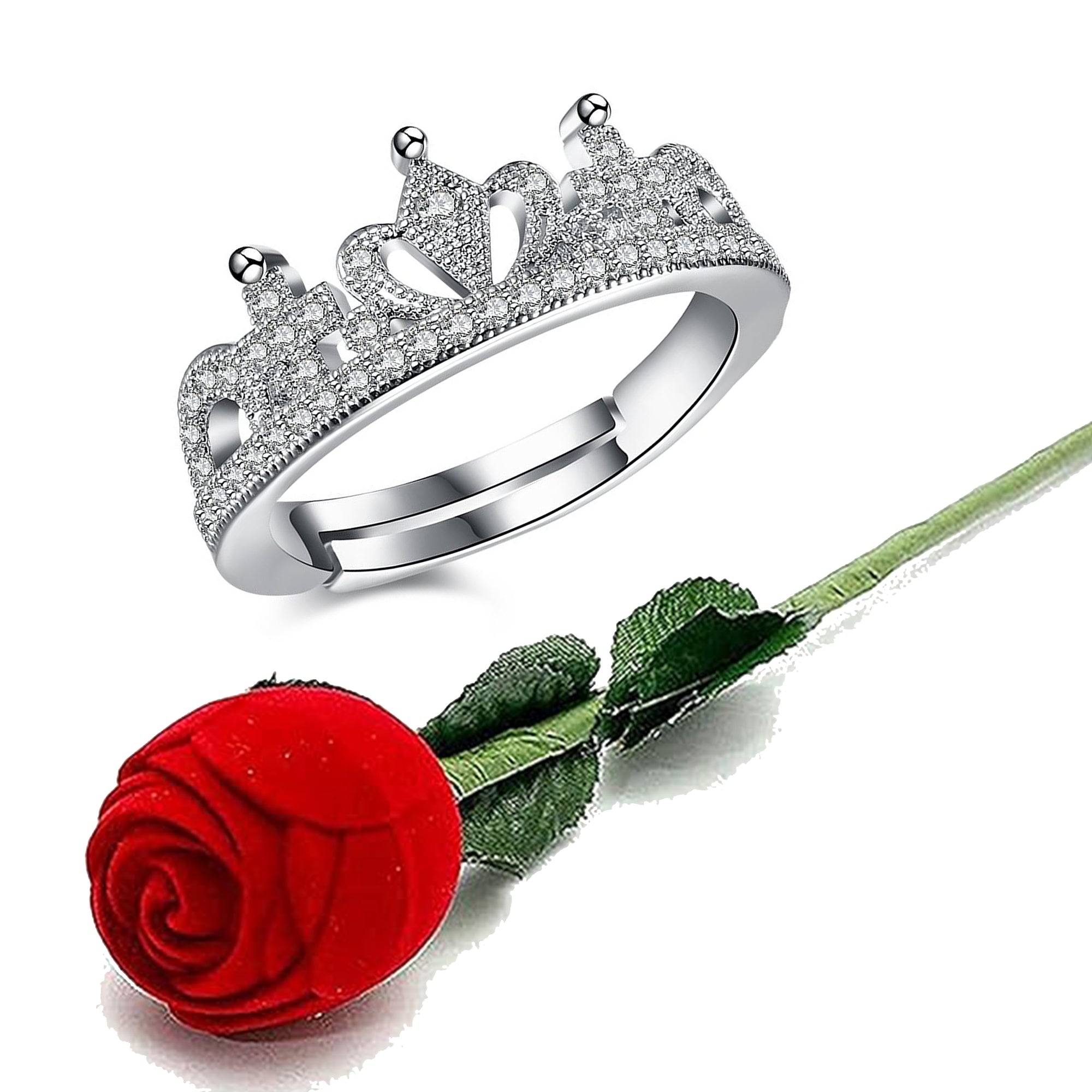 Exclusive Crown ,Hug Disigner Finger Rings with Rose Box