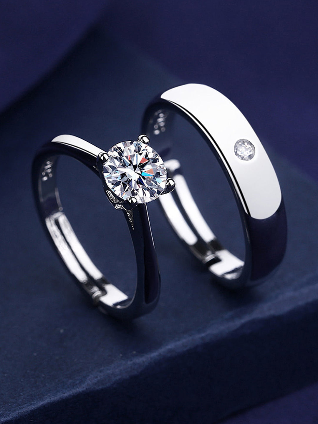 Couple Rings Platinum Diamond Wedding Ring Sets Silver Ring Couple