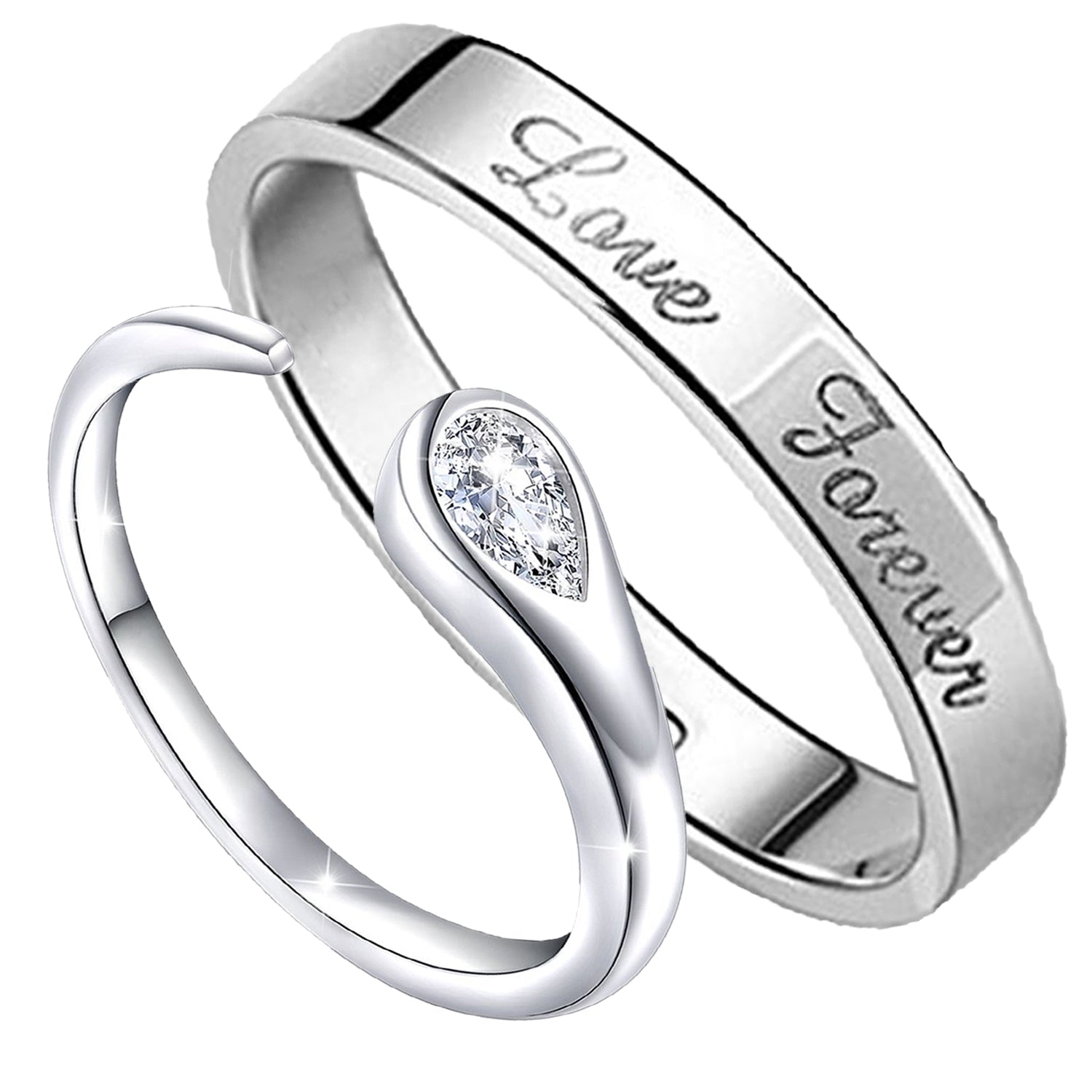 Couple Ring Set With Crystal