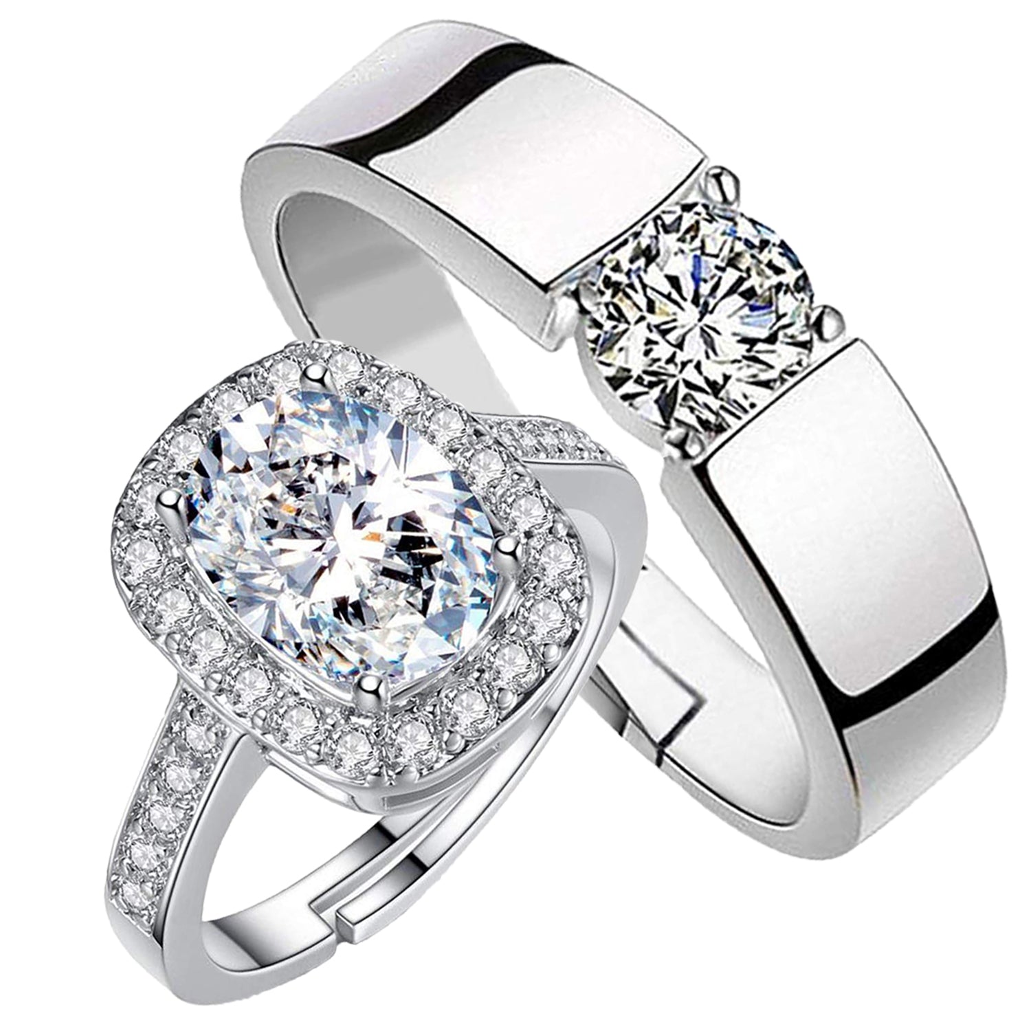 Solitaire Couple Ring Set