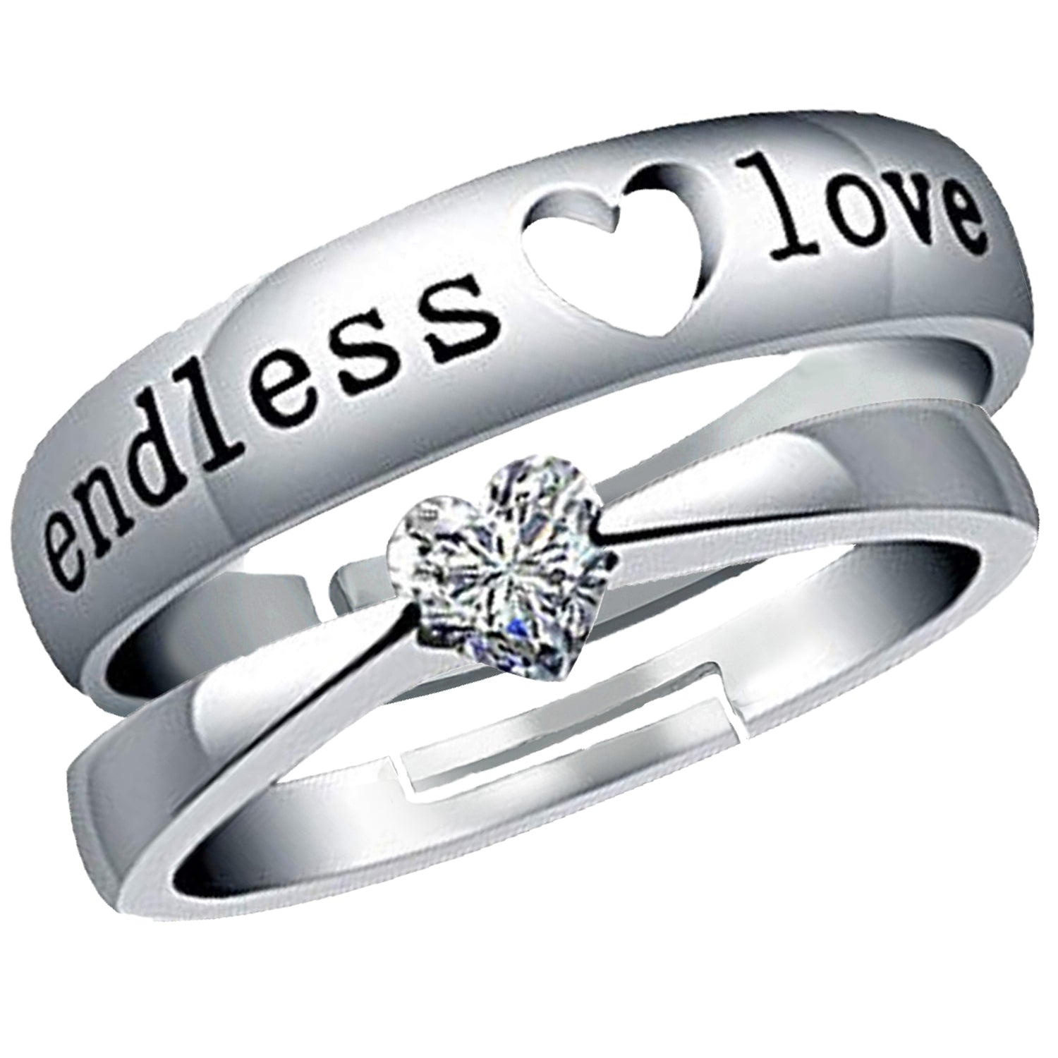 Solitaire 'Endless Love' Heart Proposal Adjustable Couple Ring