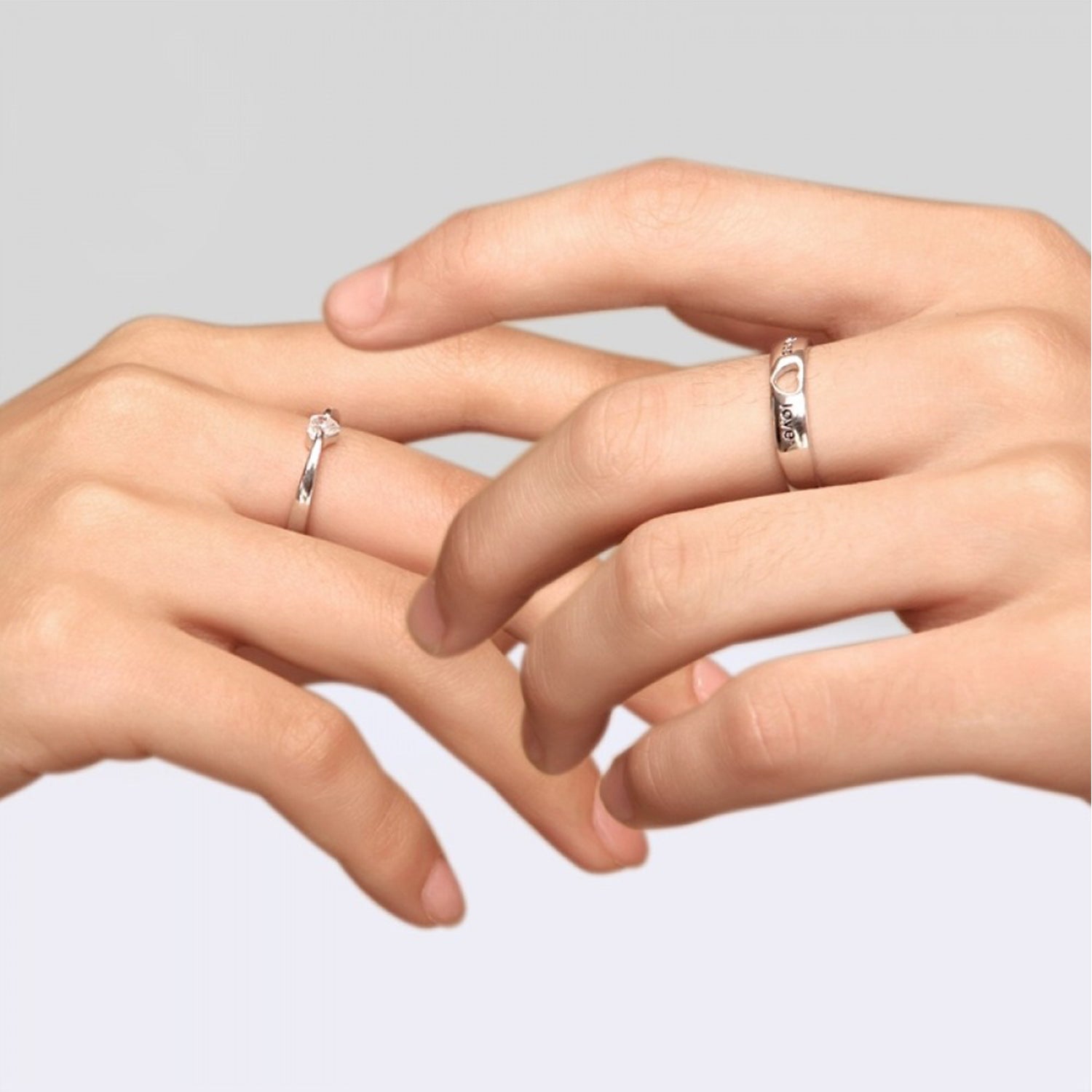 Solitaire 'Endless Love' Heart Proposal Adjustable Couple Ring