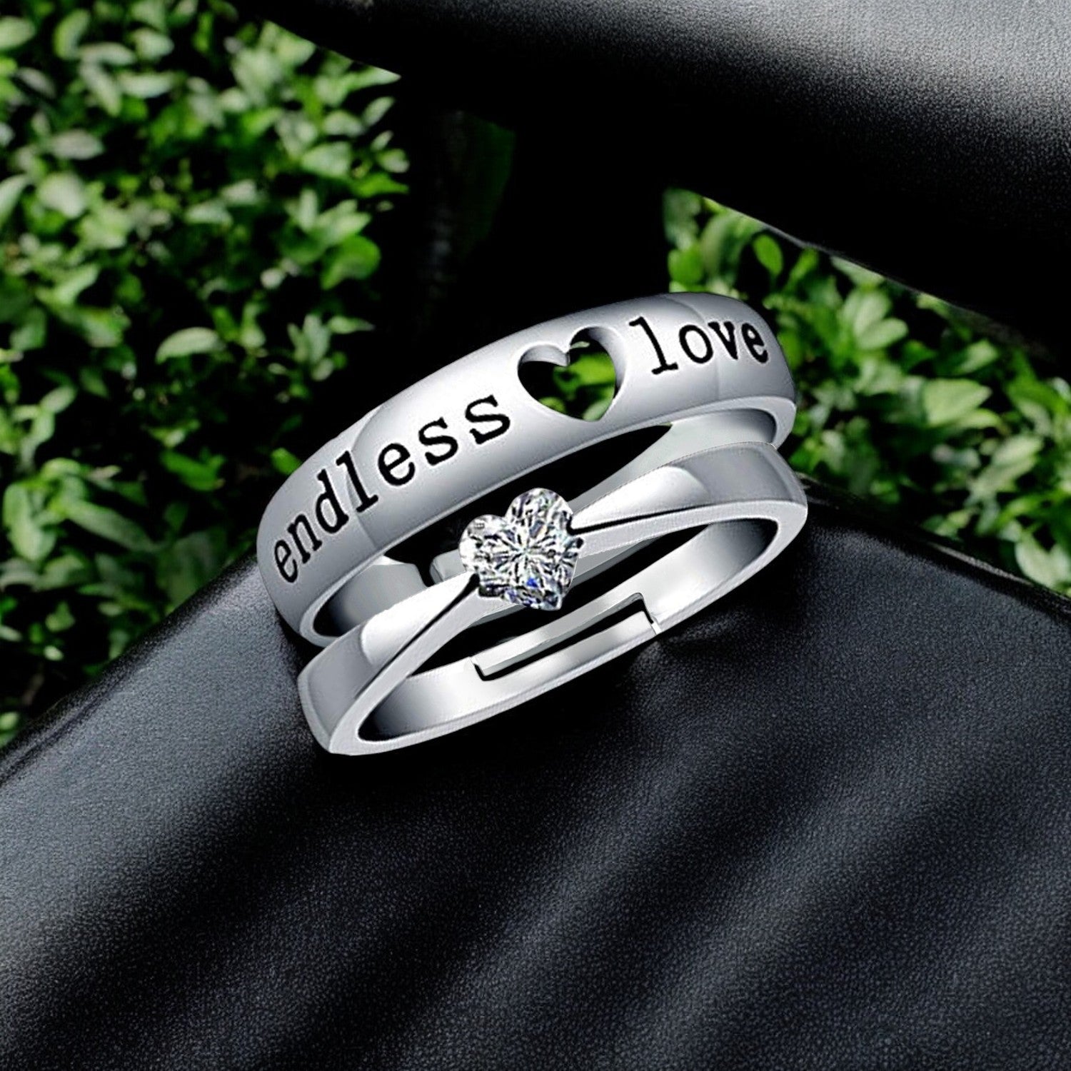 Solitaire 'Endless Love' Heart Proposal Adjustable Couple Ring