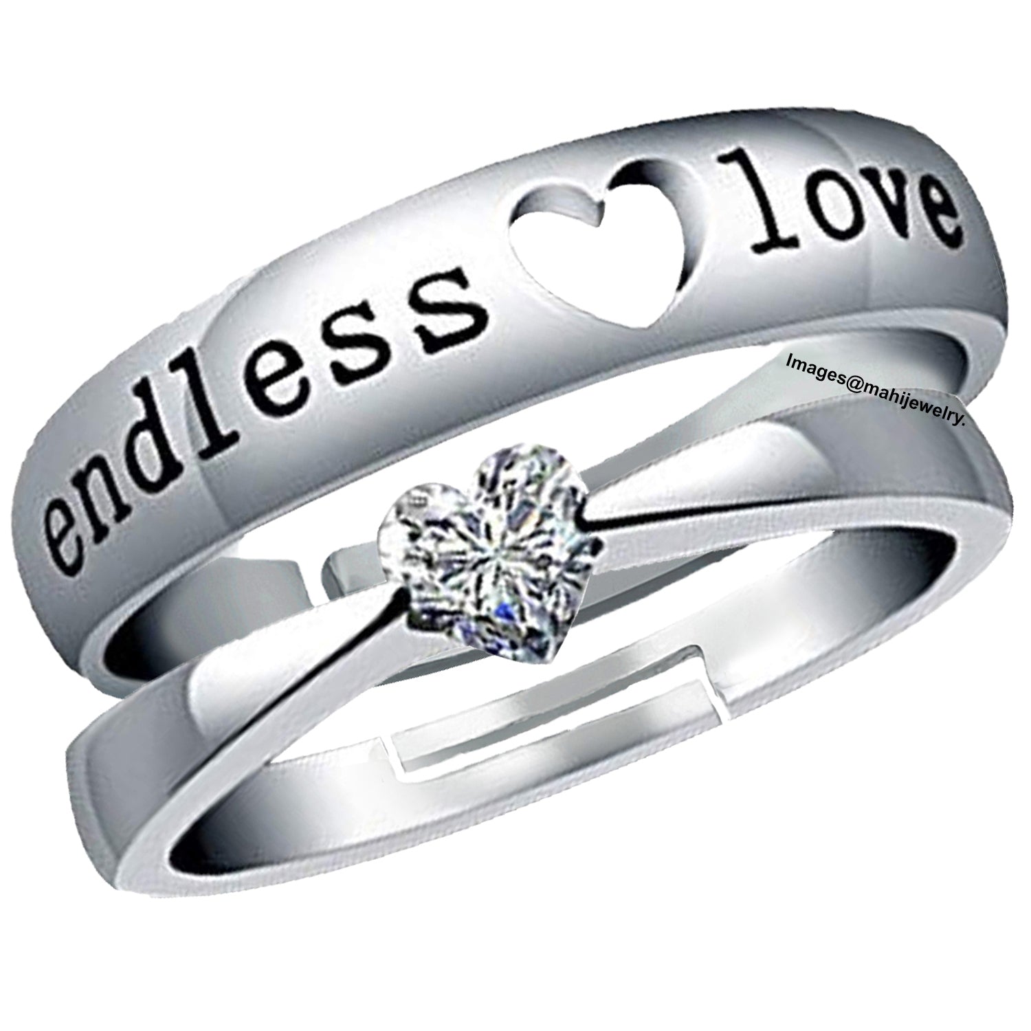 Solitaire 'Endless Love' Heart Proposal Adjustable Couple Ring