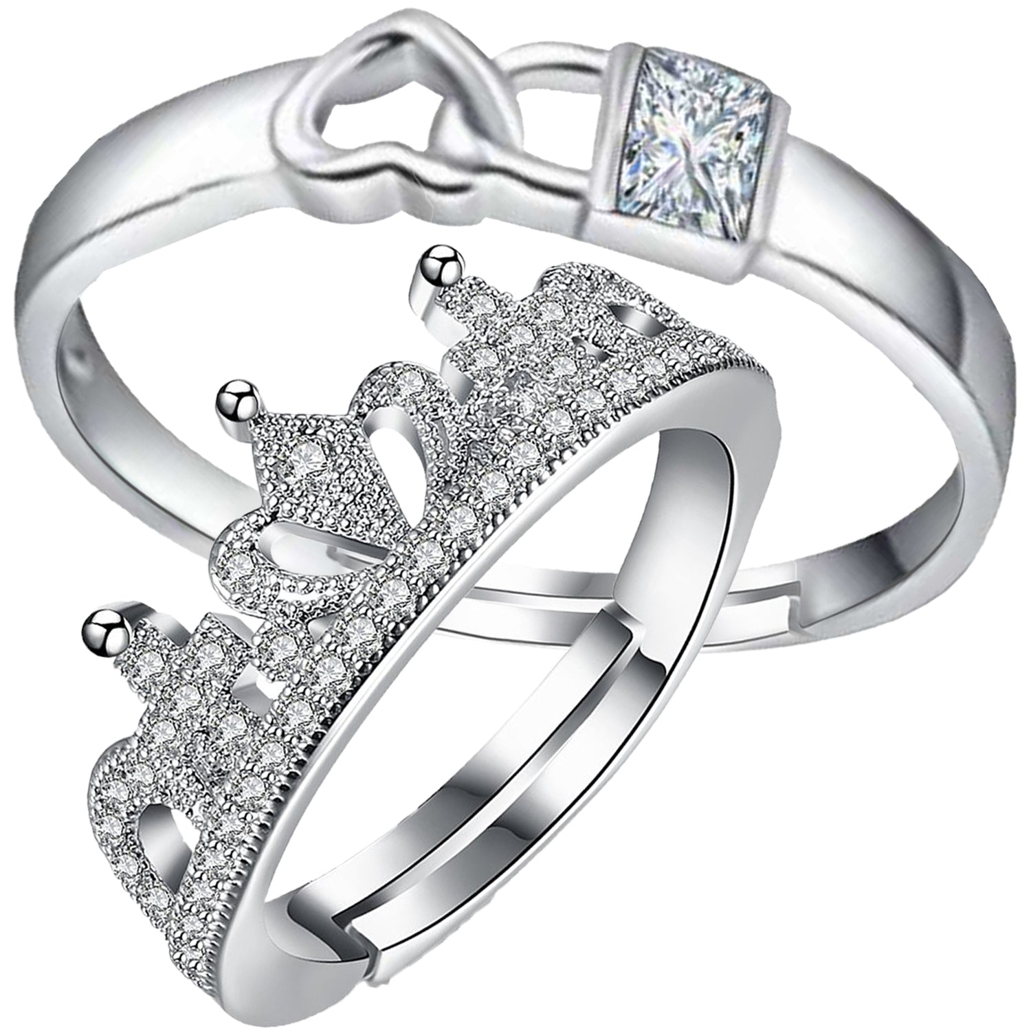 Lock Heart and Crown' Proposal Adjustable Couple Ring