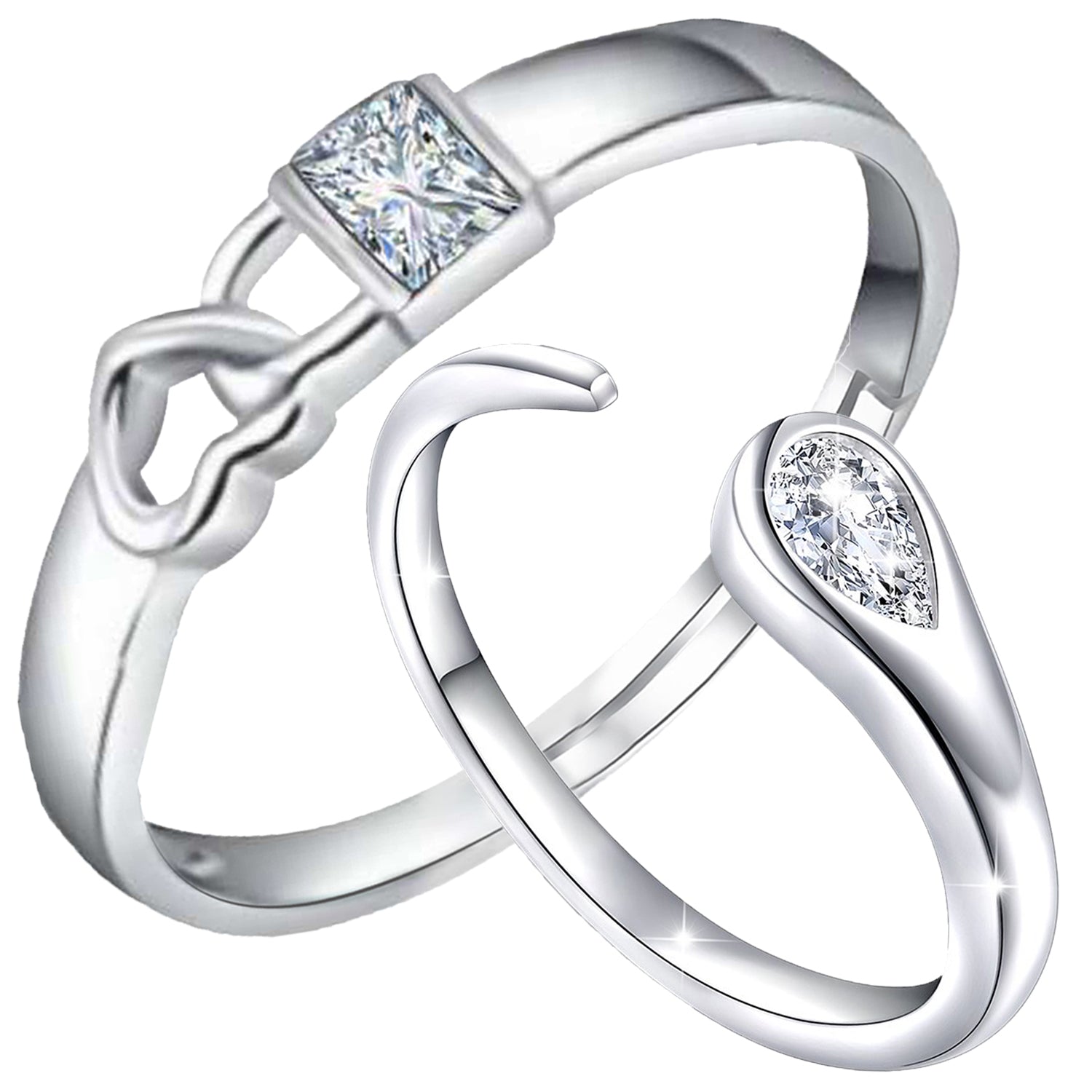 Lock Heart and Open Wrap' Proposal Adjustable Couple Ring