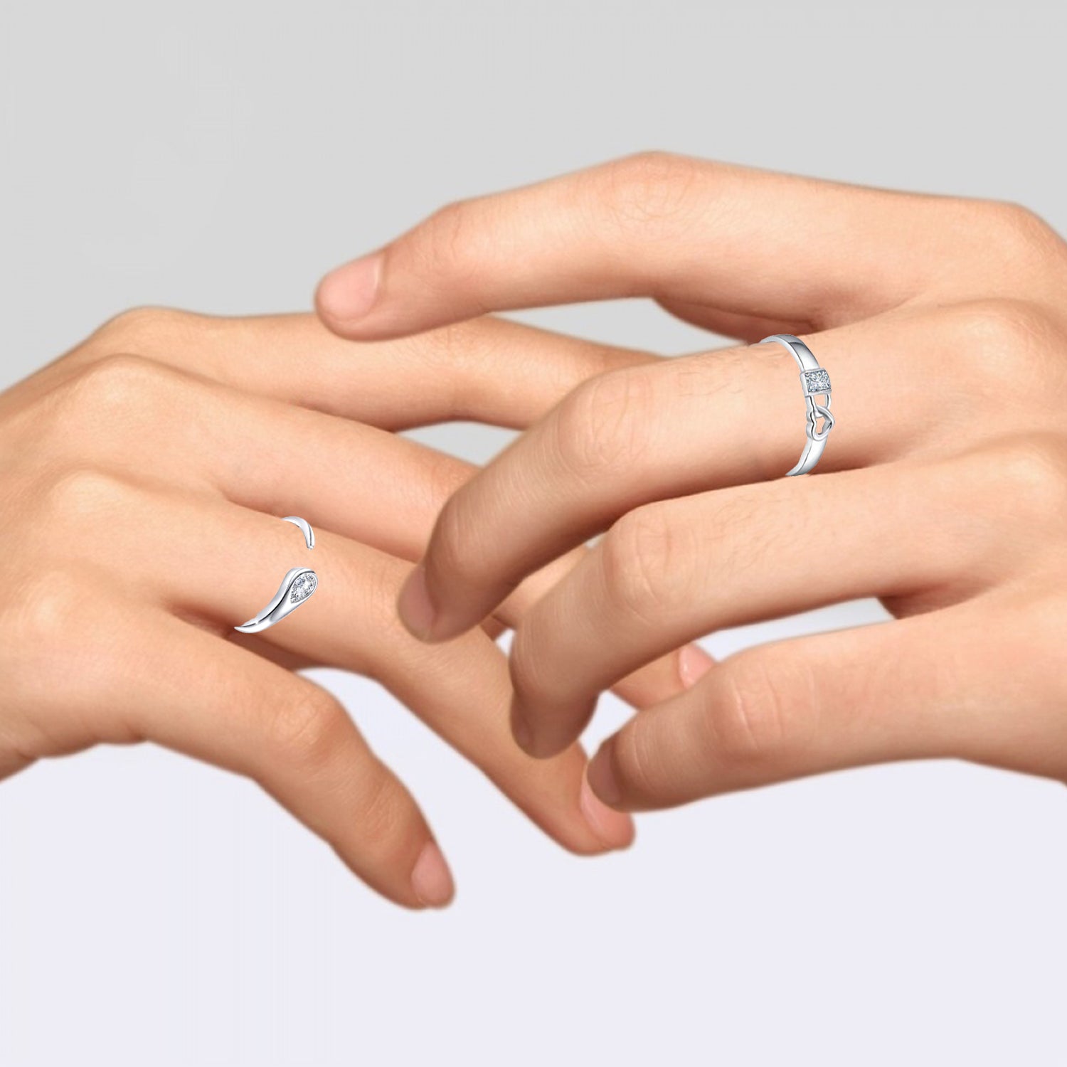 Lock Heart and Open Wrap' Proposal Adjustable Couple Ring