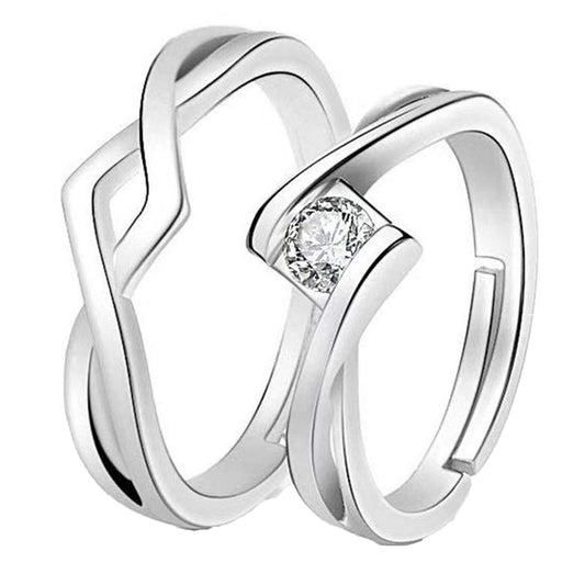Valentine Gift Proposal Crystal Elegant Couple Adjustable Ring